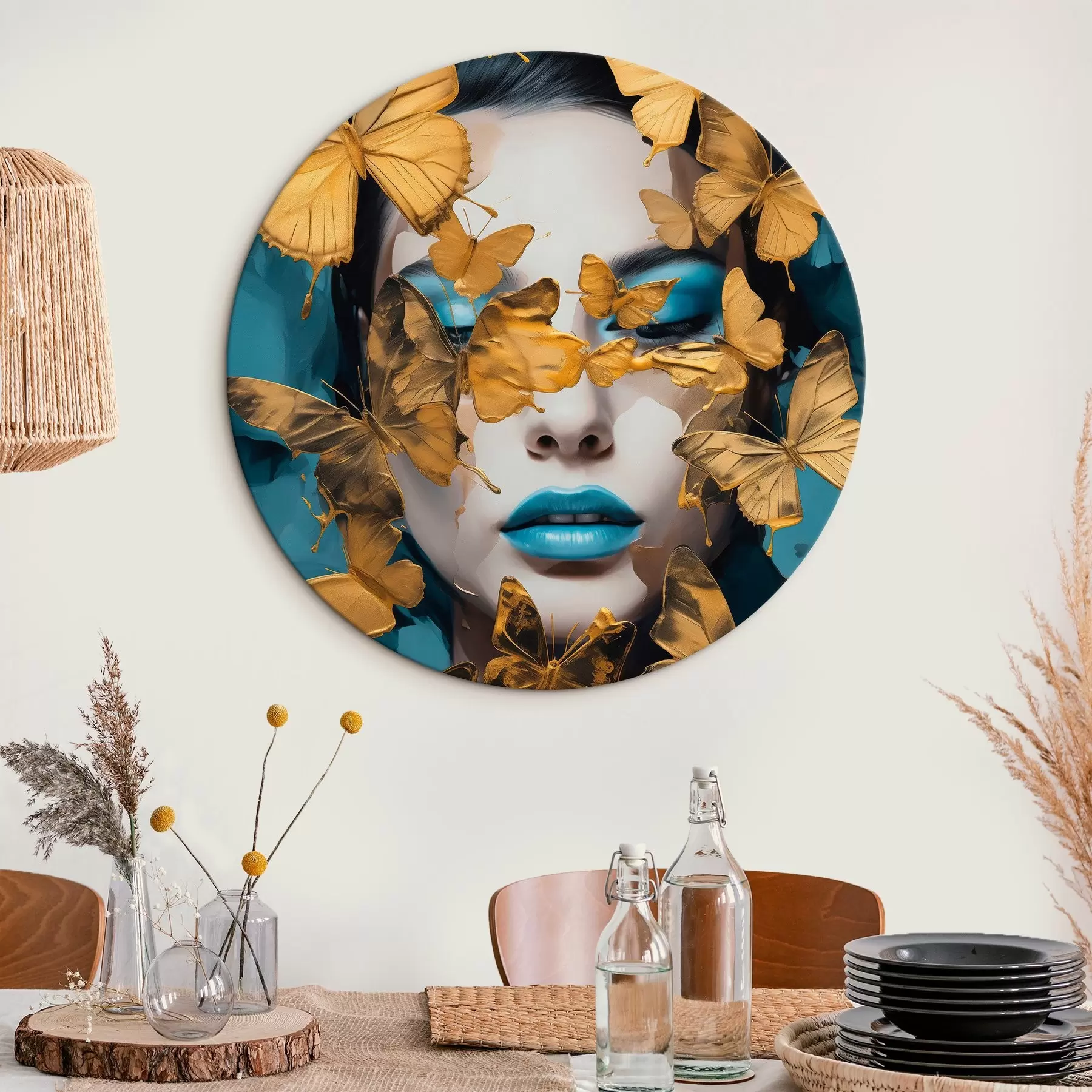 Tableau Portrait d'une fille avec des papillons r44583