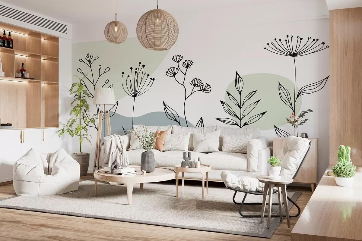Papier peint Contour floral boho w04080v1