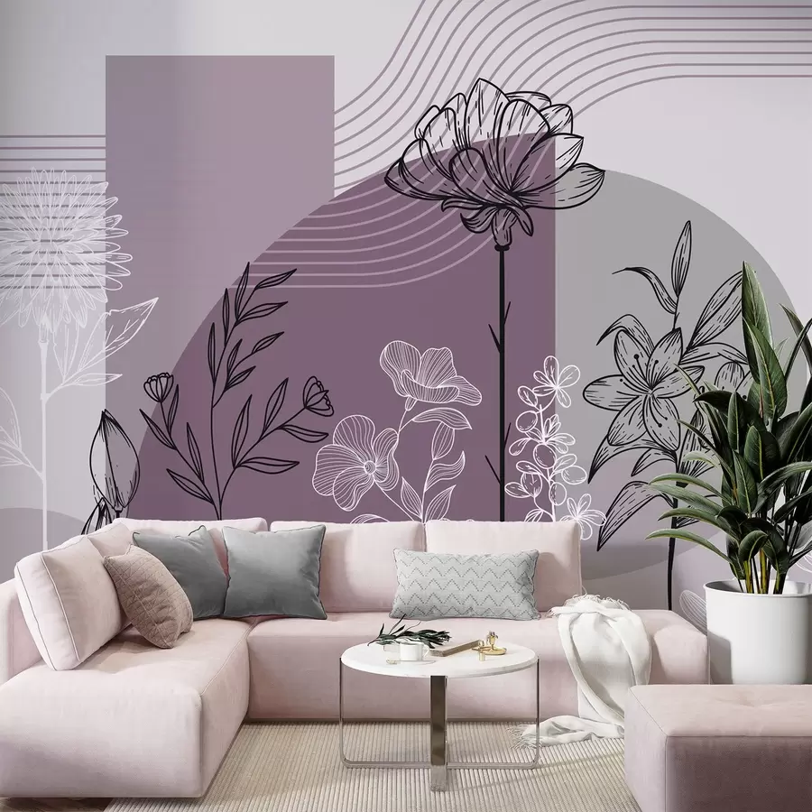 Papier peint Contour floral boho w04081v2