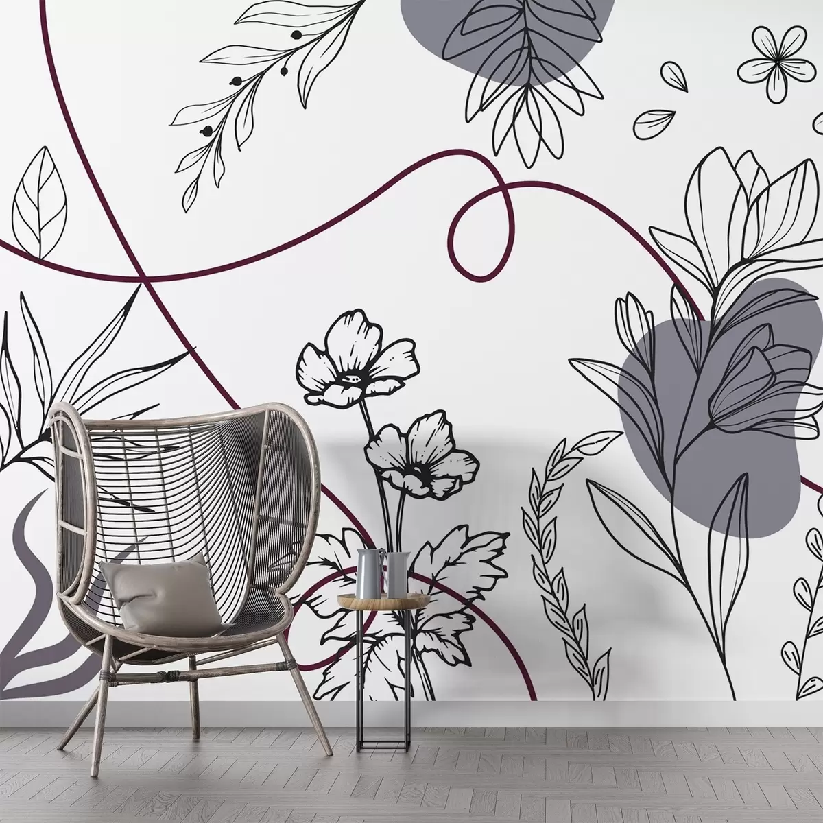 Papier peint Contour floral boho w04082v1