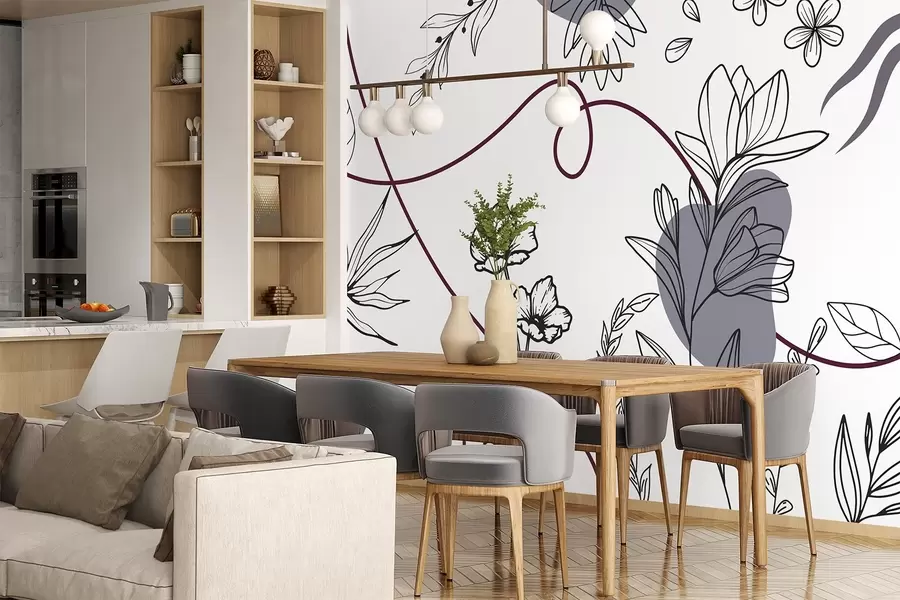 Papier peint Contour floral boho w04082v1