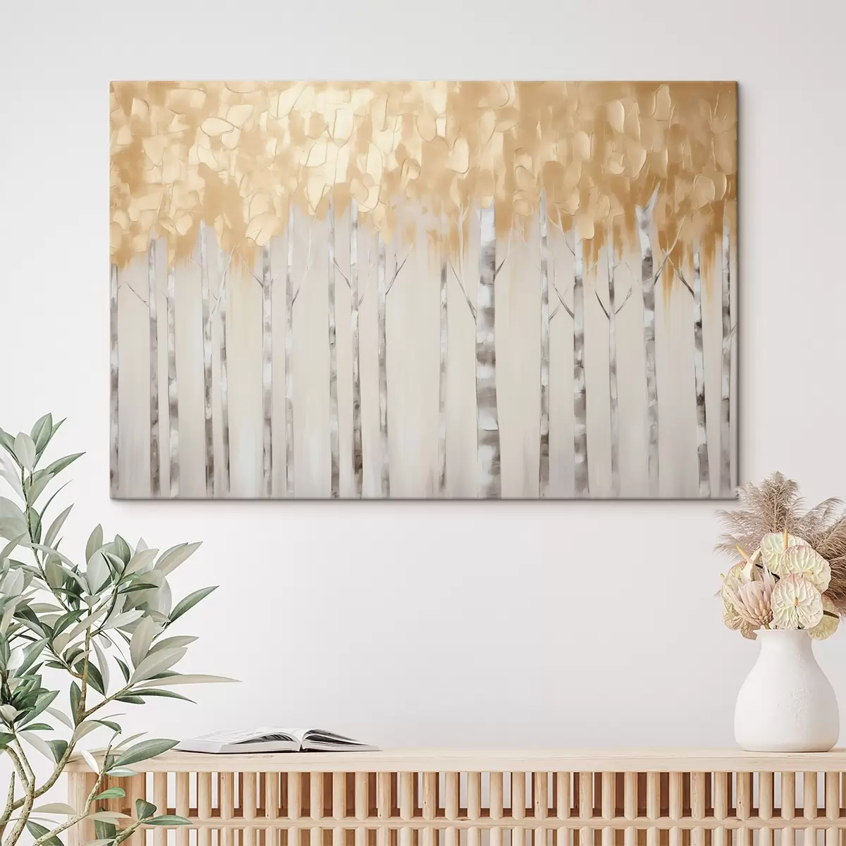 Tableau Peinture imitation bouleaux s44637
