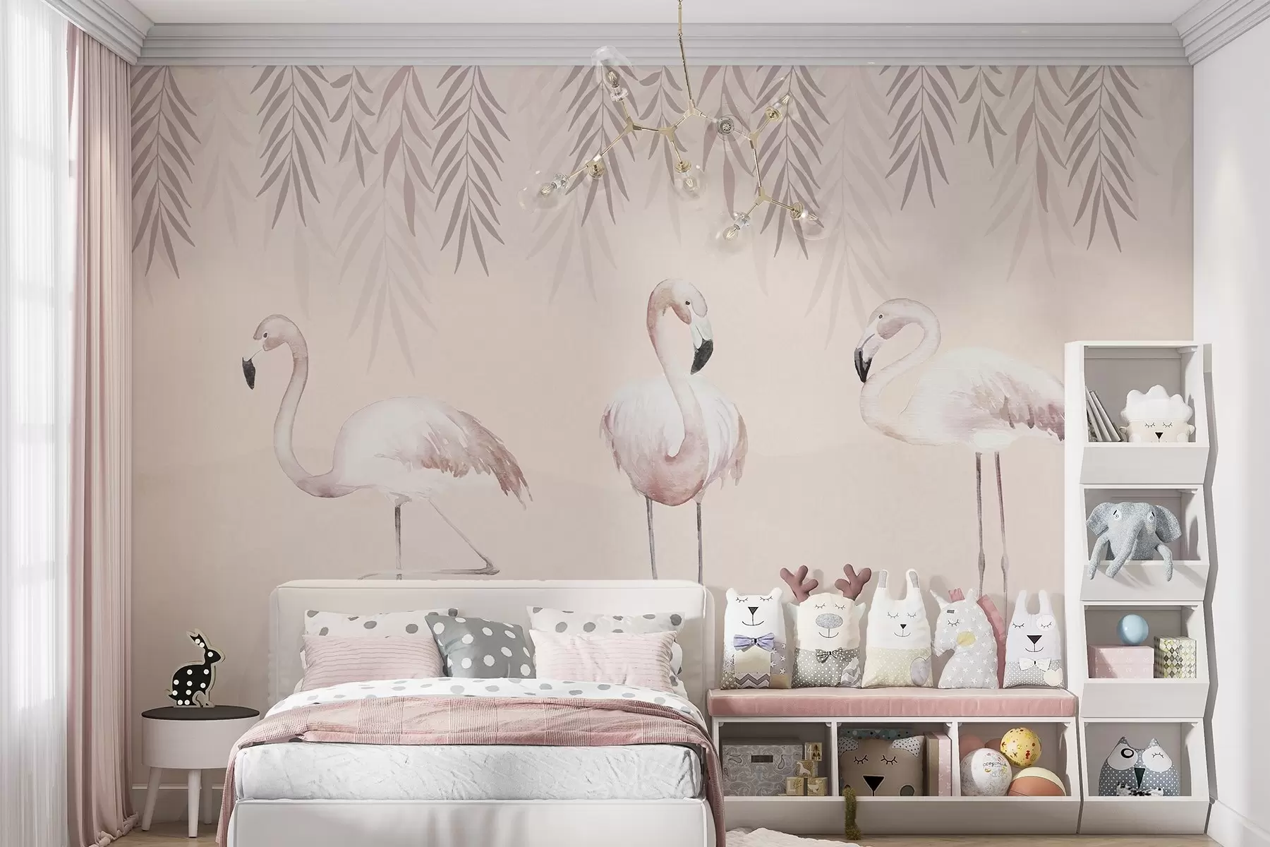 Papier peint Trois flamants roses w09168