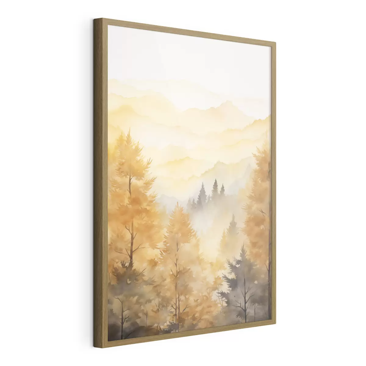 Poster Belle forêt d'automne avec des montagnes en arrière-plan f44614