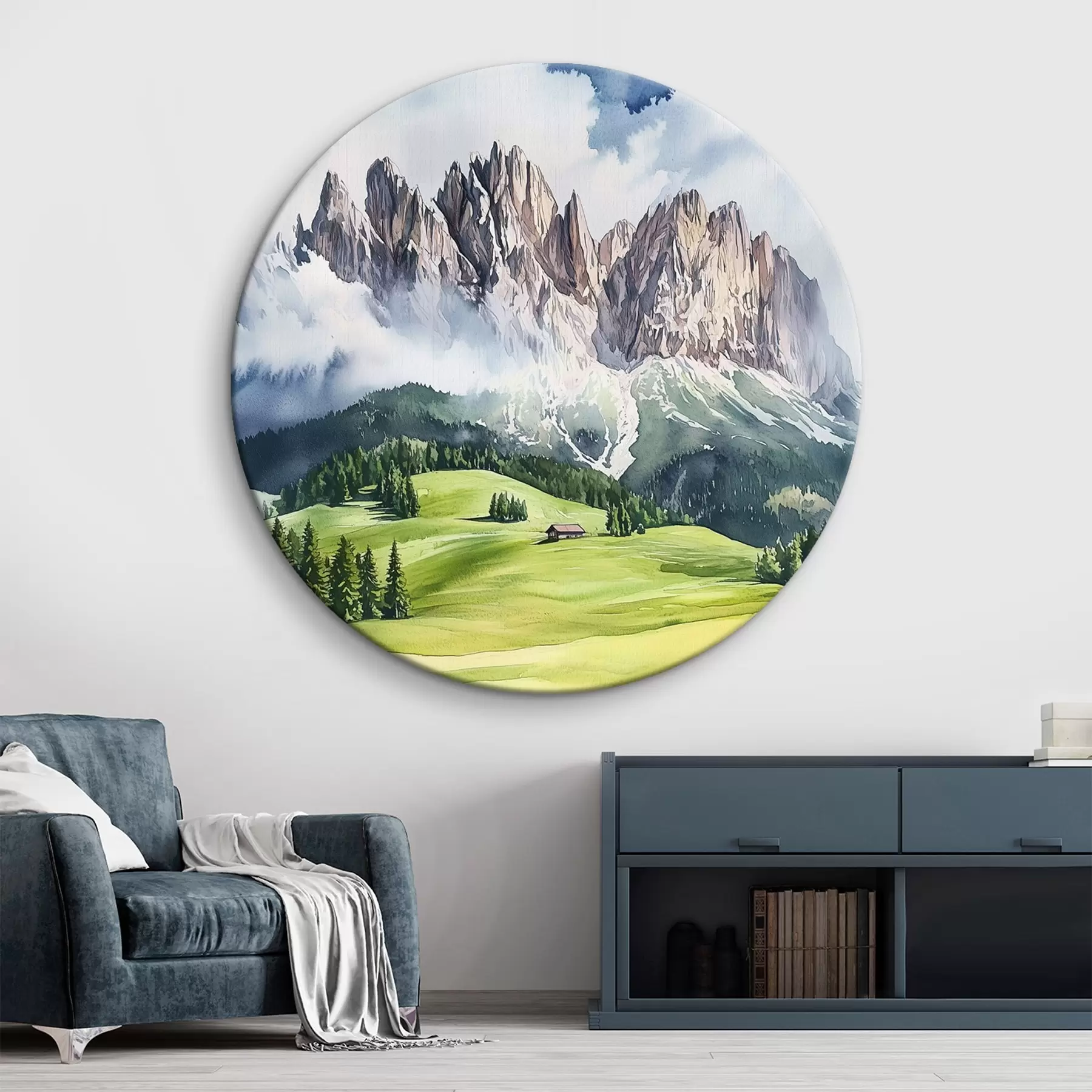 Tableau Dolomites, montagnes alpines, Italie, paysage, aquarelle r44601