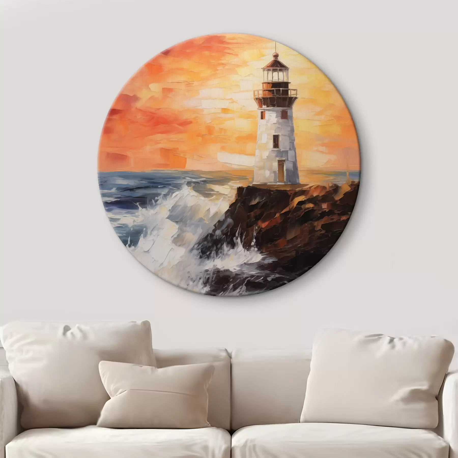 Tableau Phare au coucher du soleil r44674