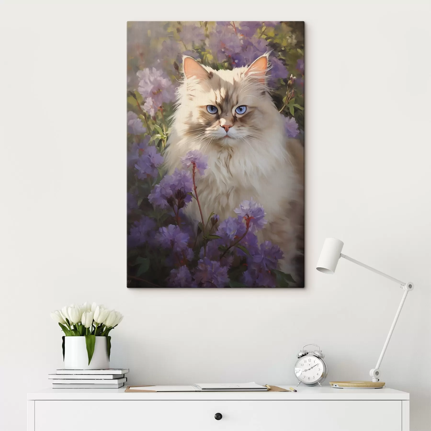Tableau Chat en fleurs s44663