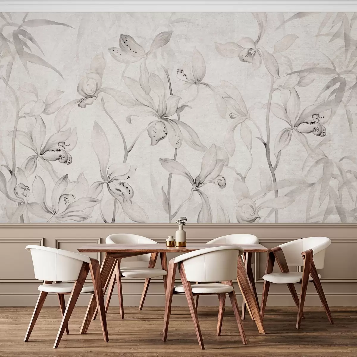 Papier peint Orchidées sauvages, nuances de beige w03933v1
