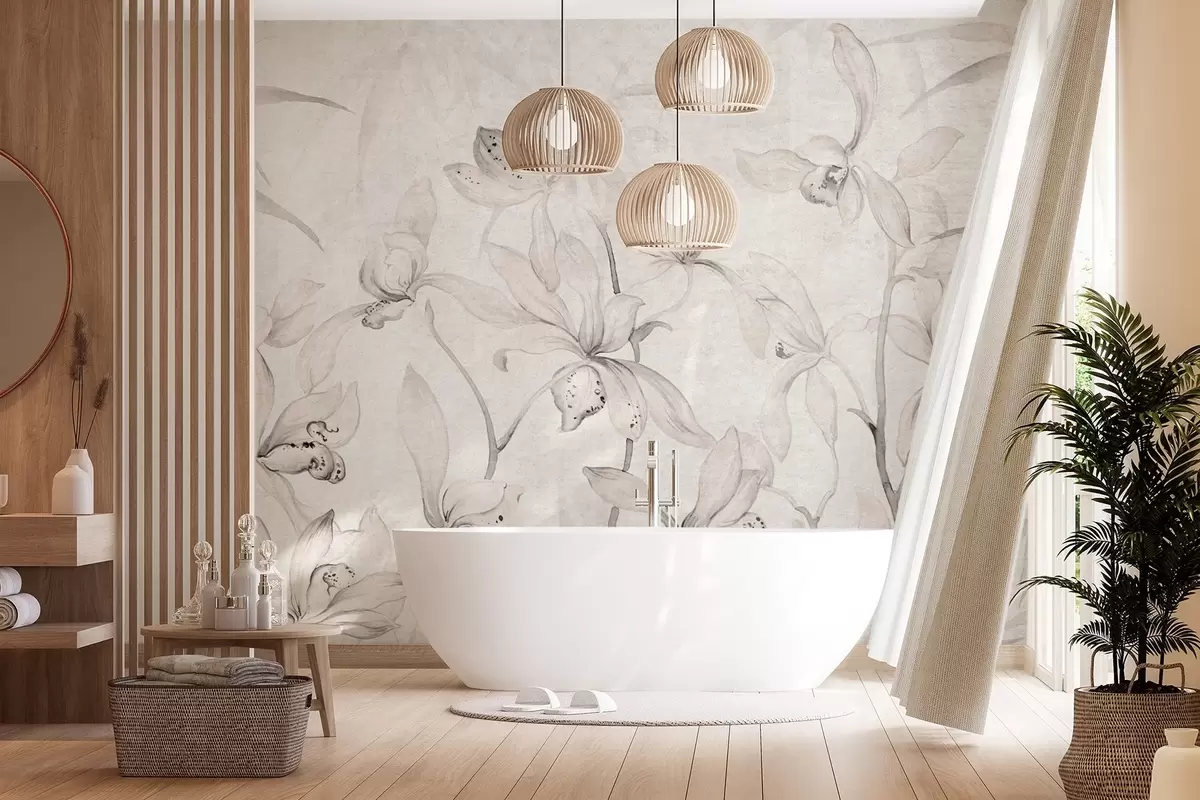 Papier peint Orchidées sauvages, nuances de beige w03933v1