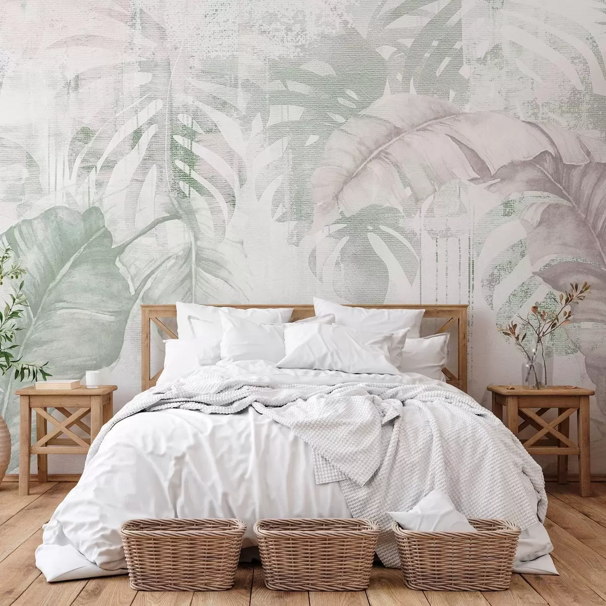Papier peint Feuilles tropicales en style grunge w03956v2