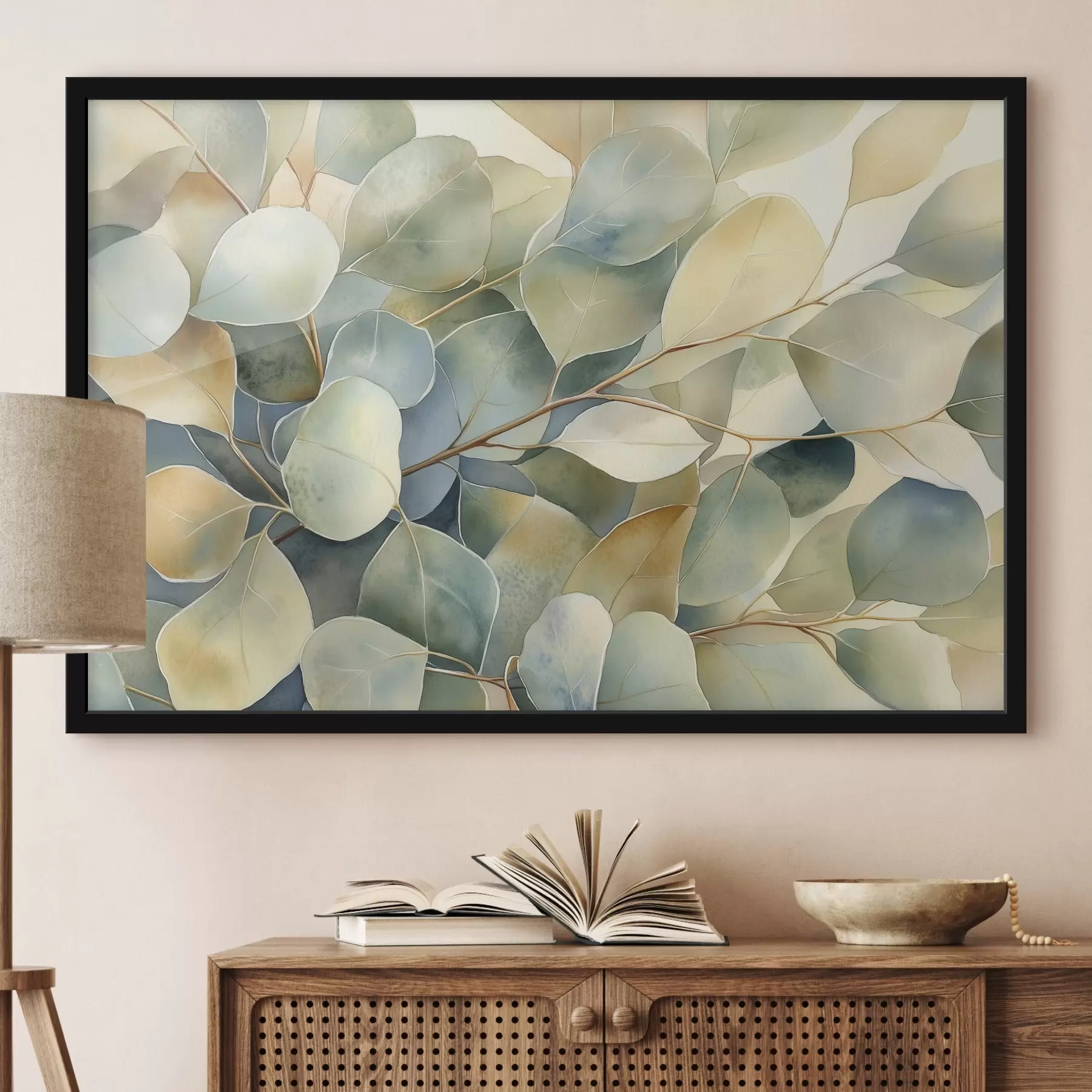 Papier peint Feuilles d'eucalyptus, style aquarelle, nature f44502