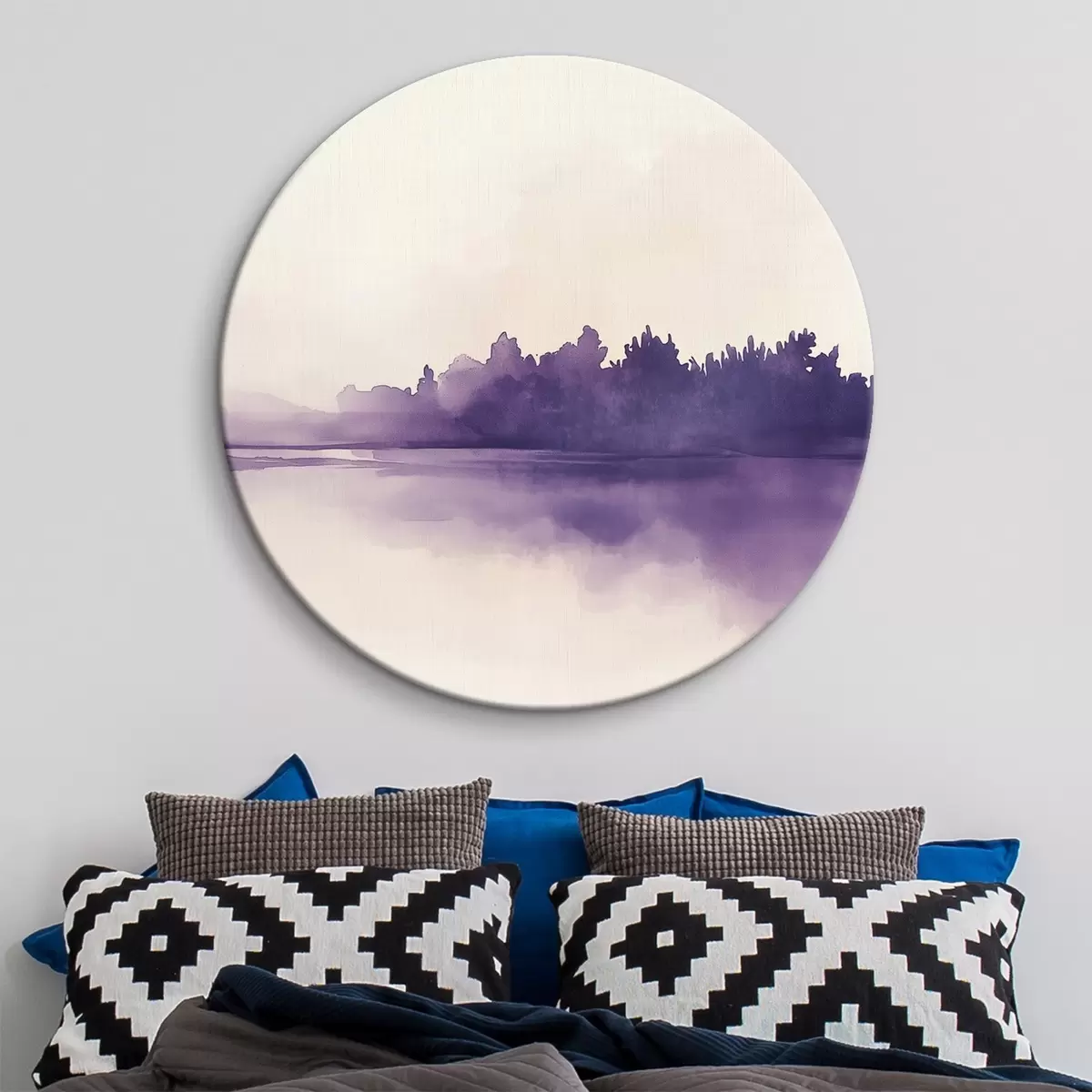 Tableaux rondes Peinture aquarelle abstraite avec couleur violette r44504
