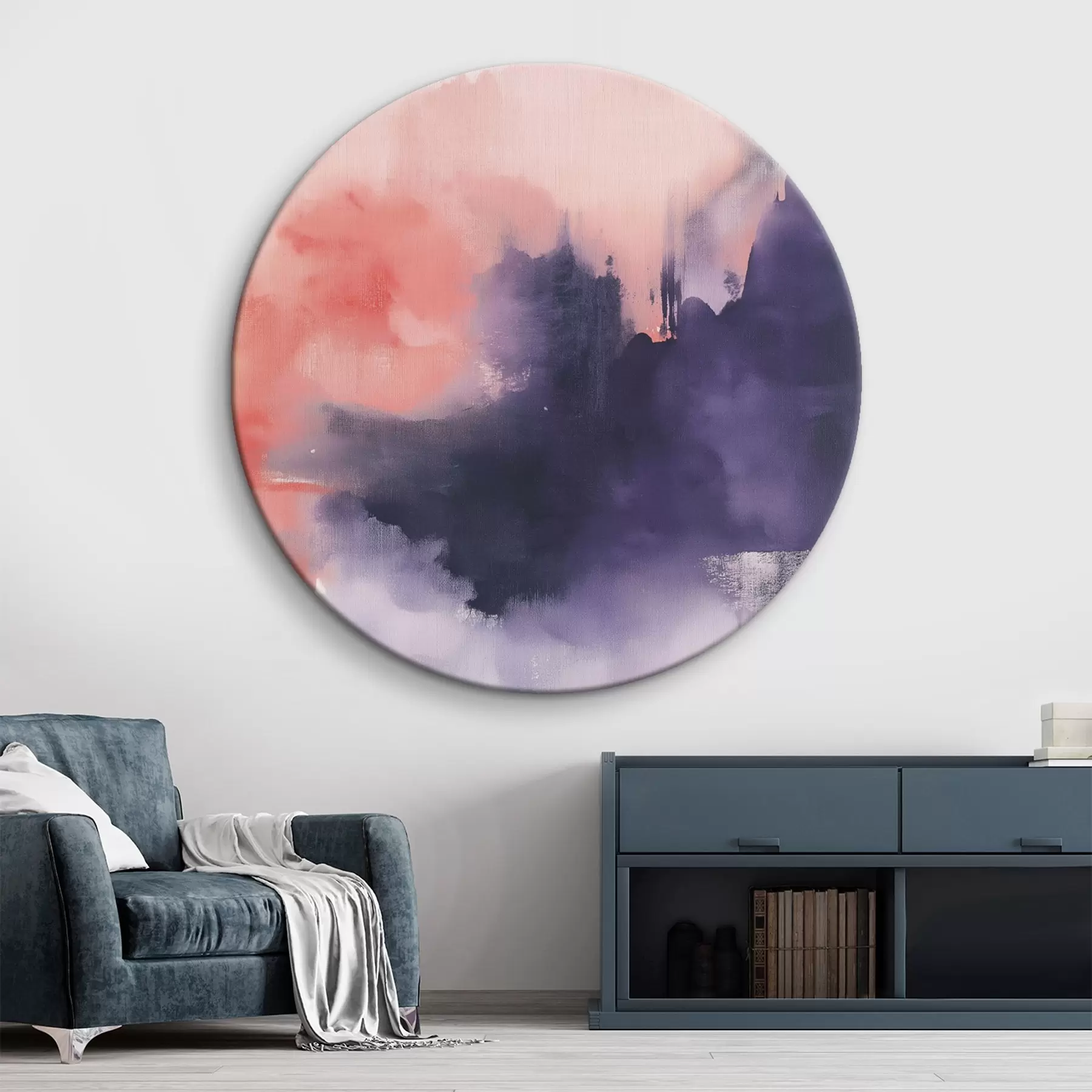 Tableau Abstraction à l'acrylique, coups de pinceau, violet et rose r44507