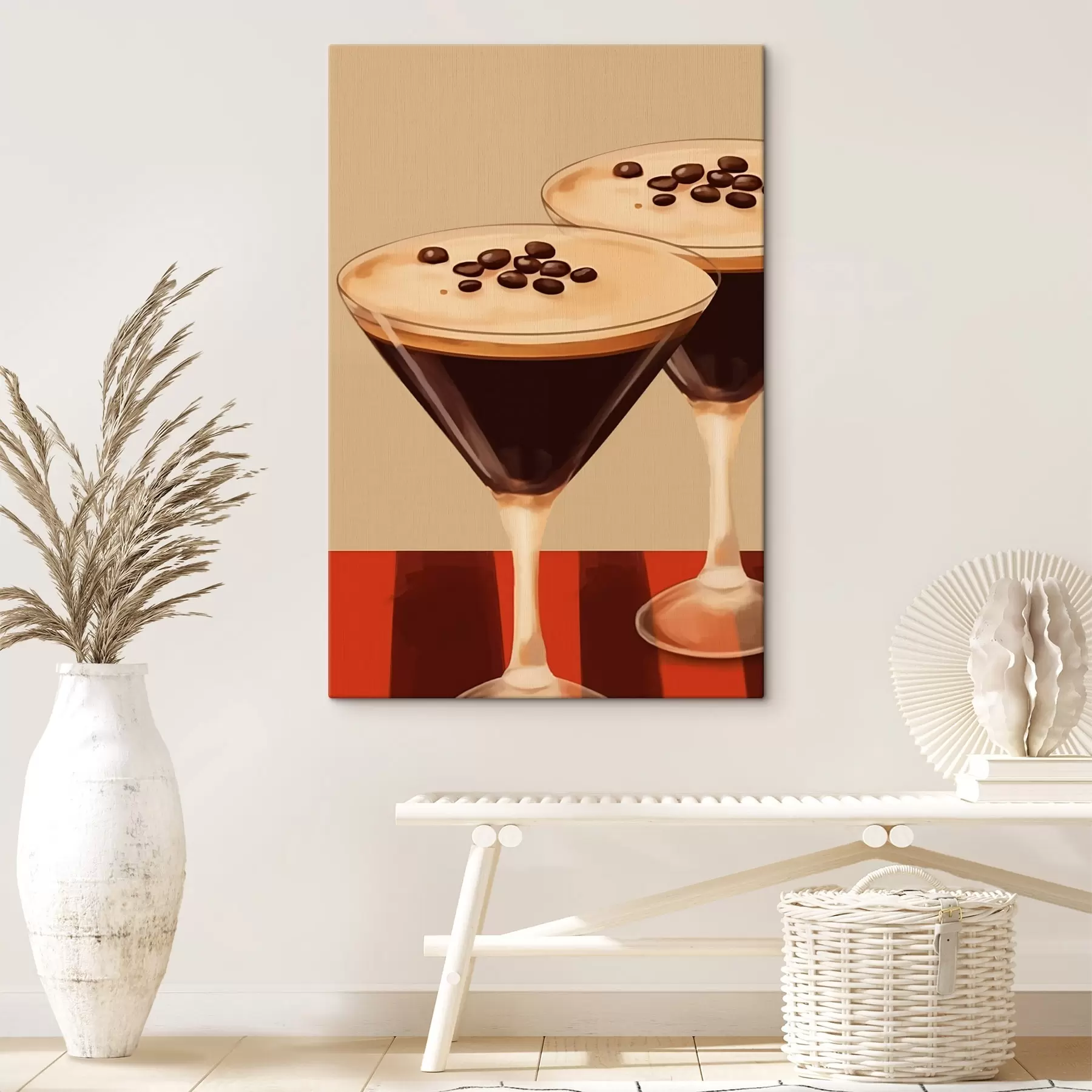 Tableau Deux cocktails avec des grains de café dans des verres en verre s44679