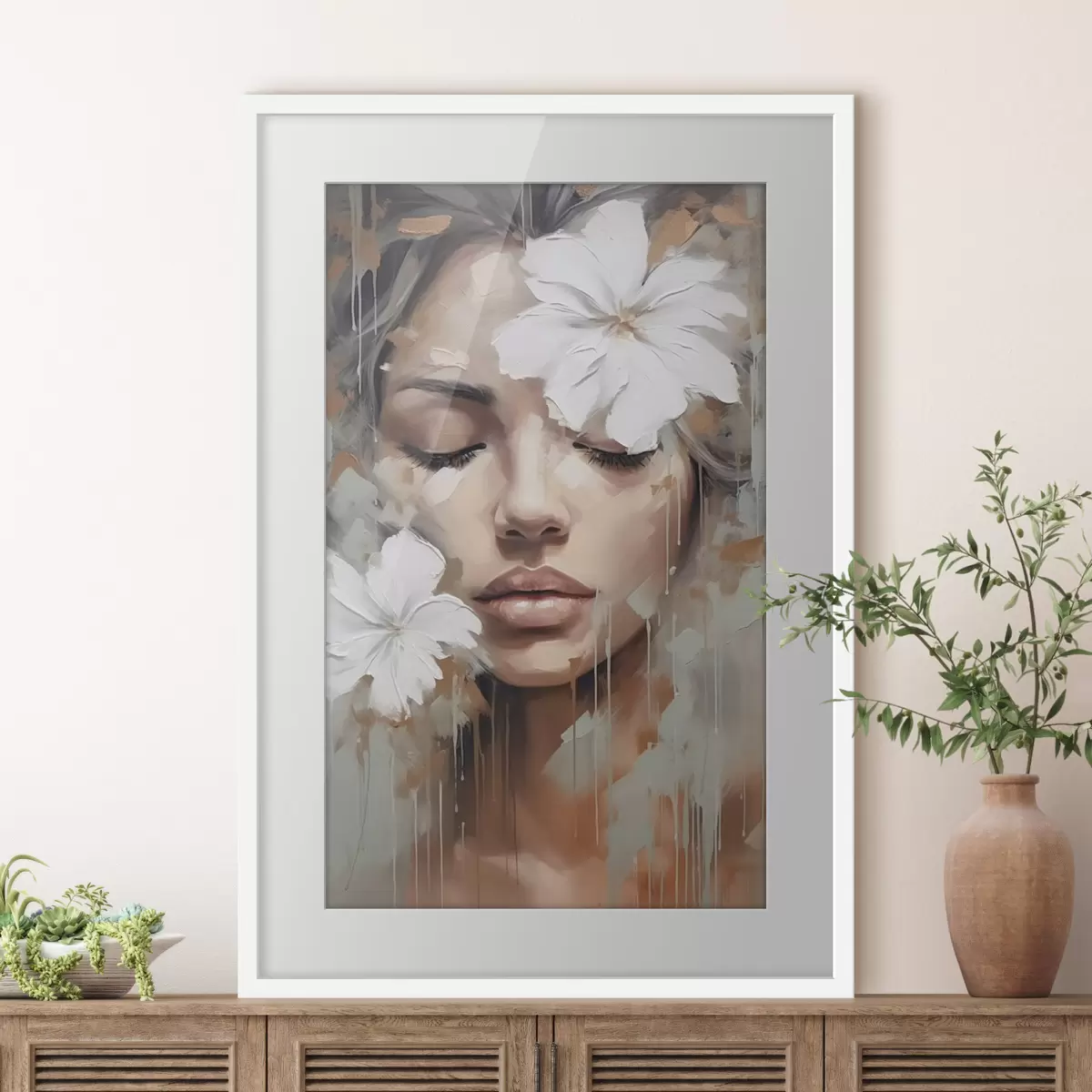 Poster Fleurs blanches sur les yeux f44684