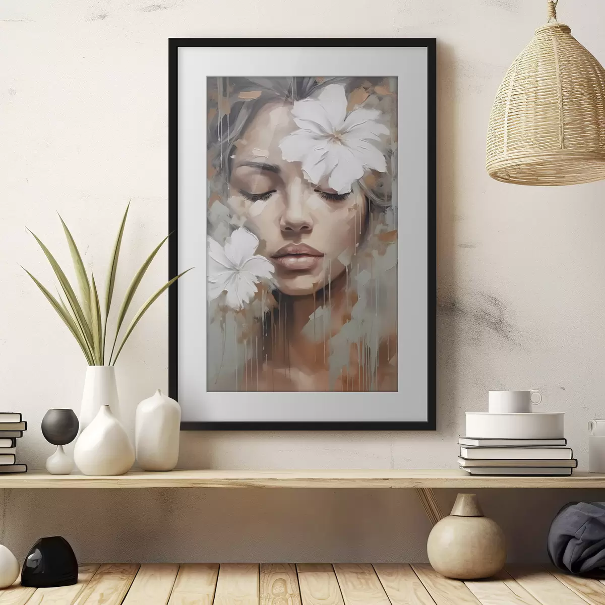 Poster Fleurs blanches sur les yeux f44684