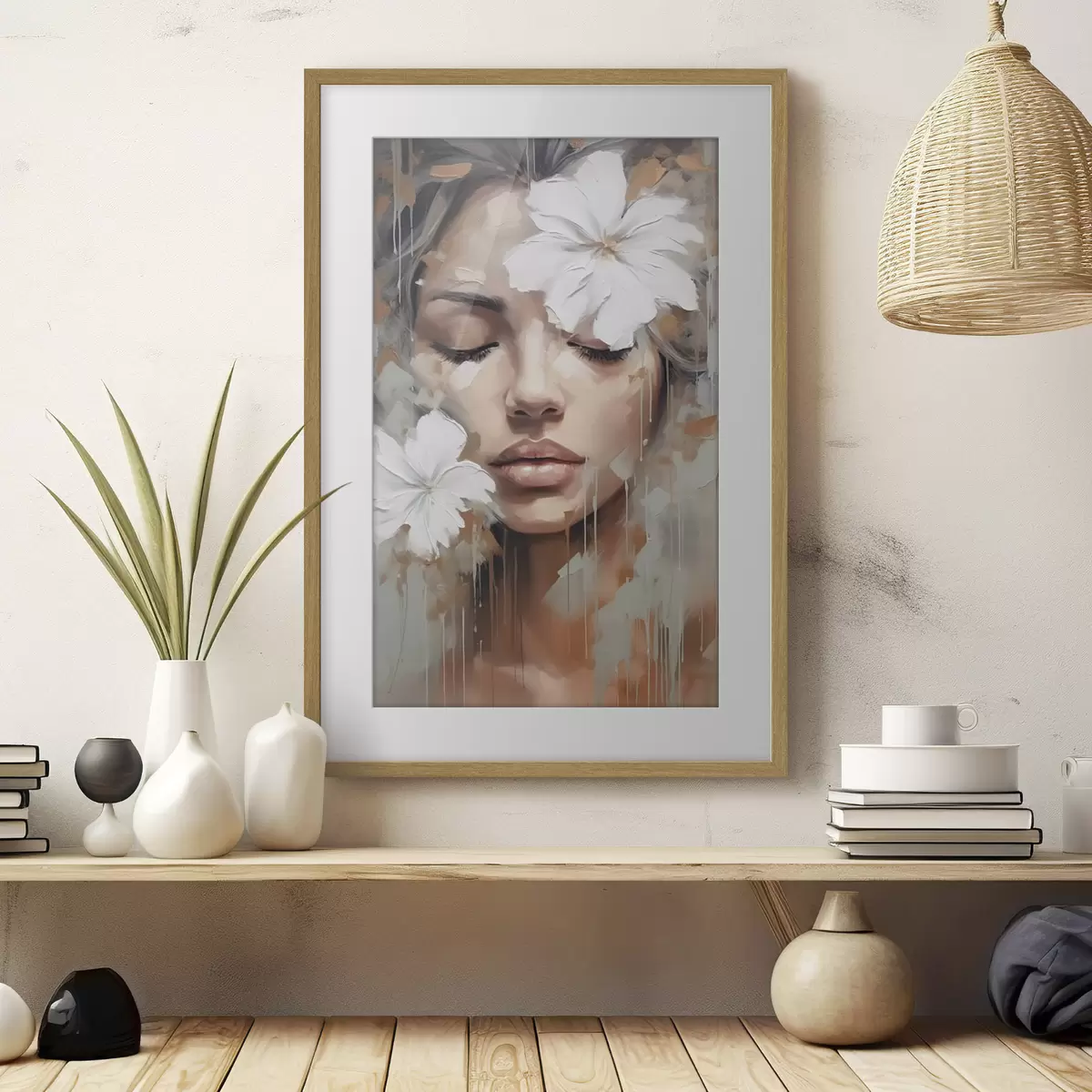 Poster Fleurs blanches sur les yeux f44684