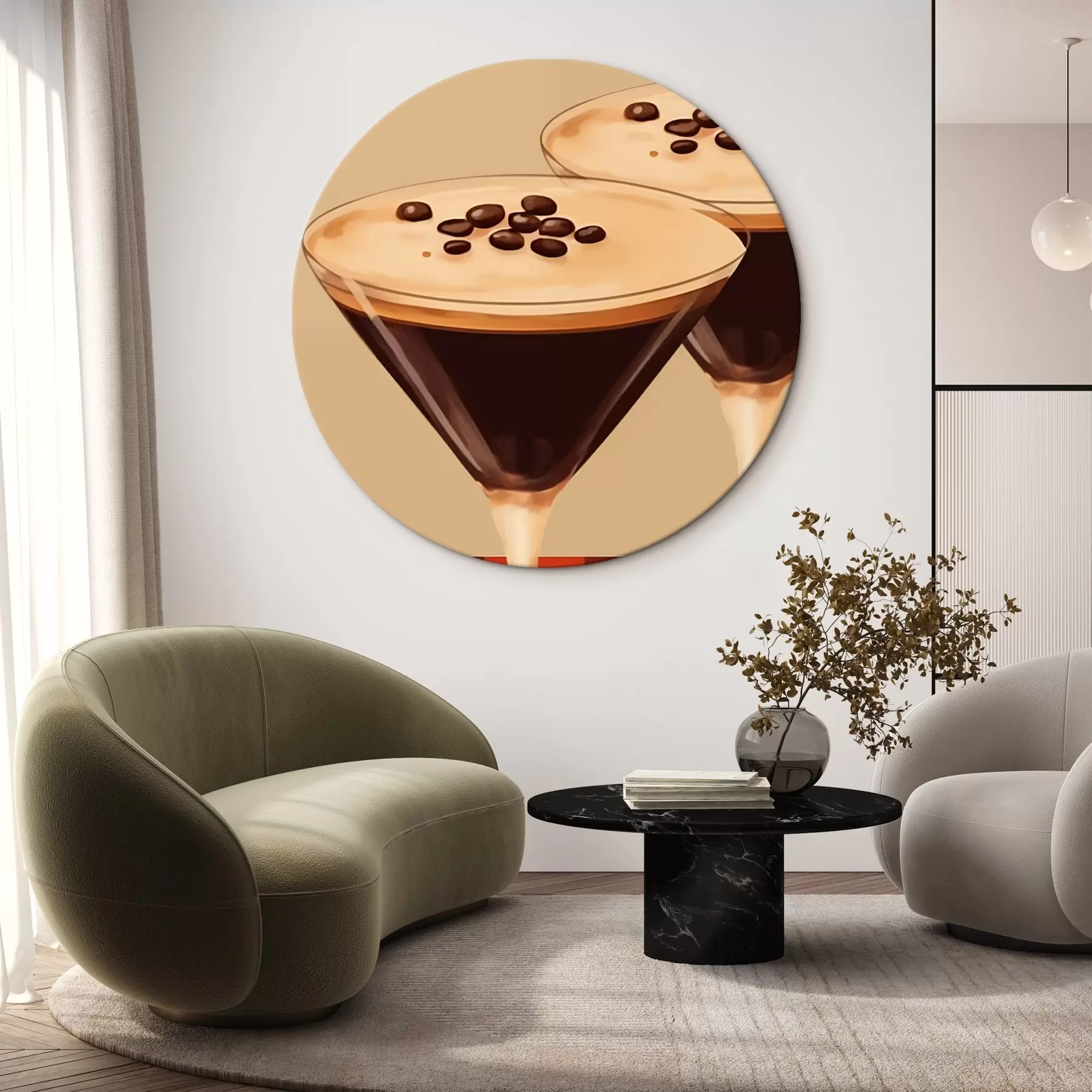 Tableau Deux cocktails avec des grains de café dans des verres en verre r44679
