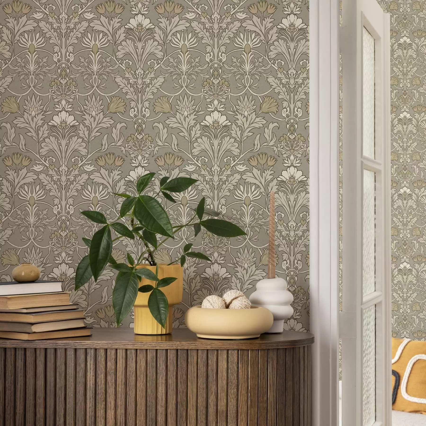 Papier peint Ornement floral classique dans le style de William Morris a00171