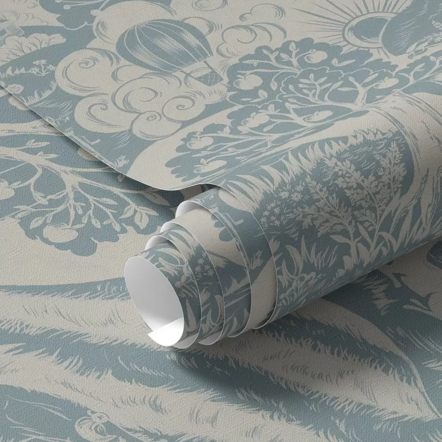 Papier peint Forêt de fées avec des animaux dans le style des illustrations pour enfants a00172