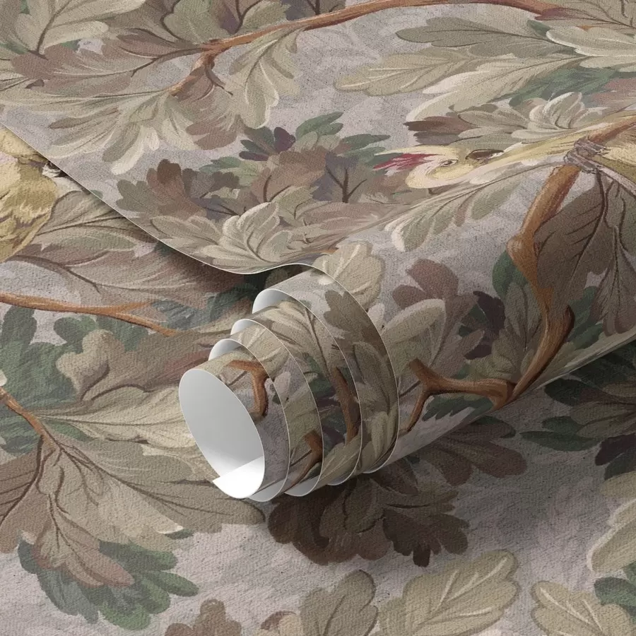 Papier peint Oiseaux sur des branches en style botanique vintage a00175