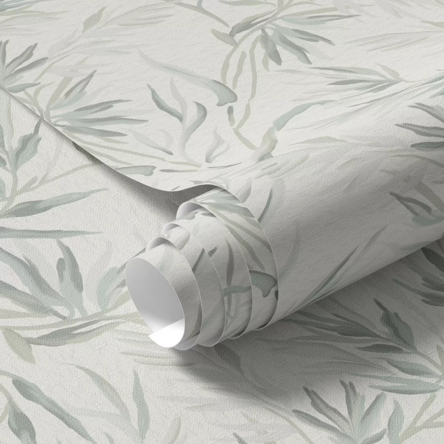 Papier peint Feuilles d'aquarelle dans des tons froids, design minimaliste a00225