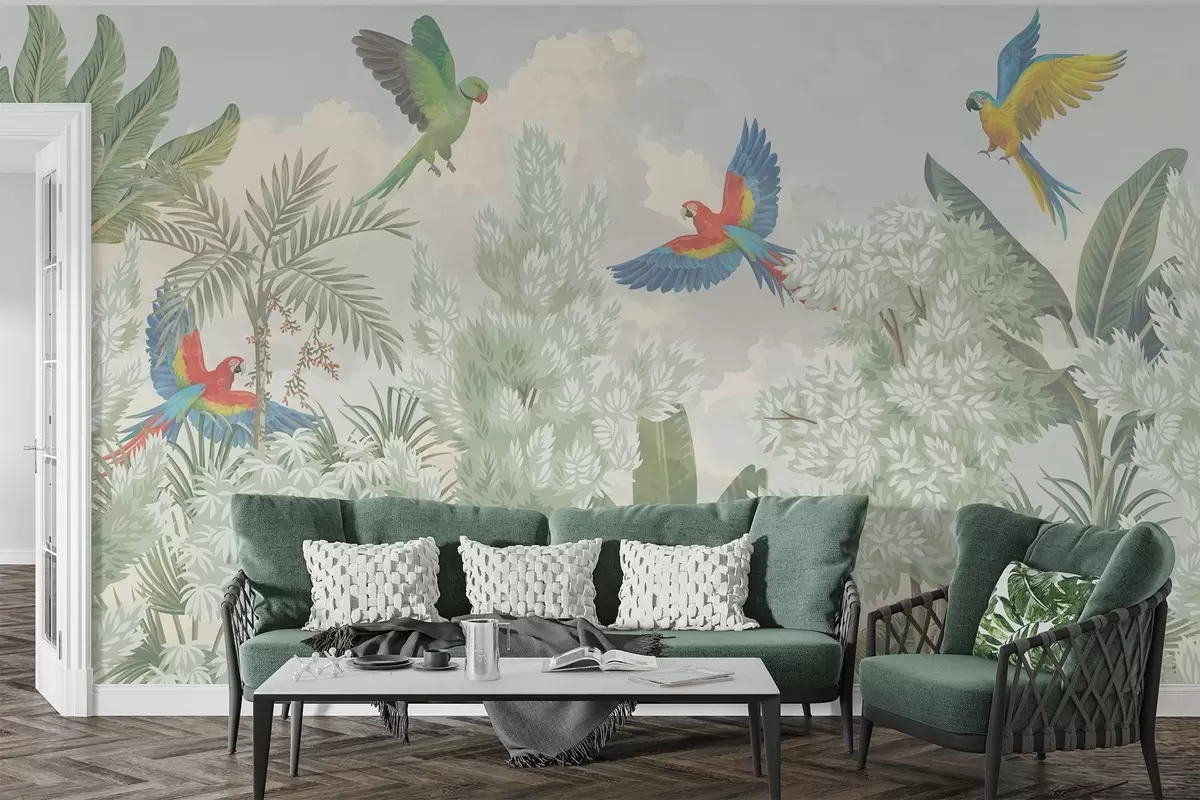 Papier peint Perroquets dans la jungle w04105