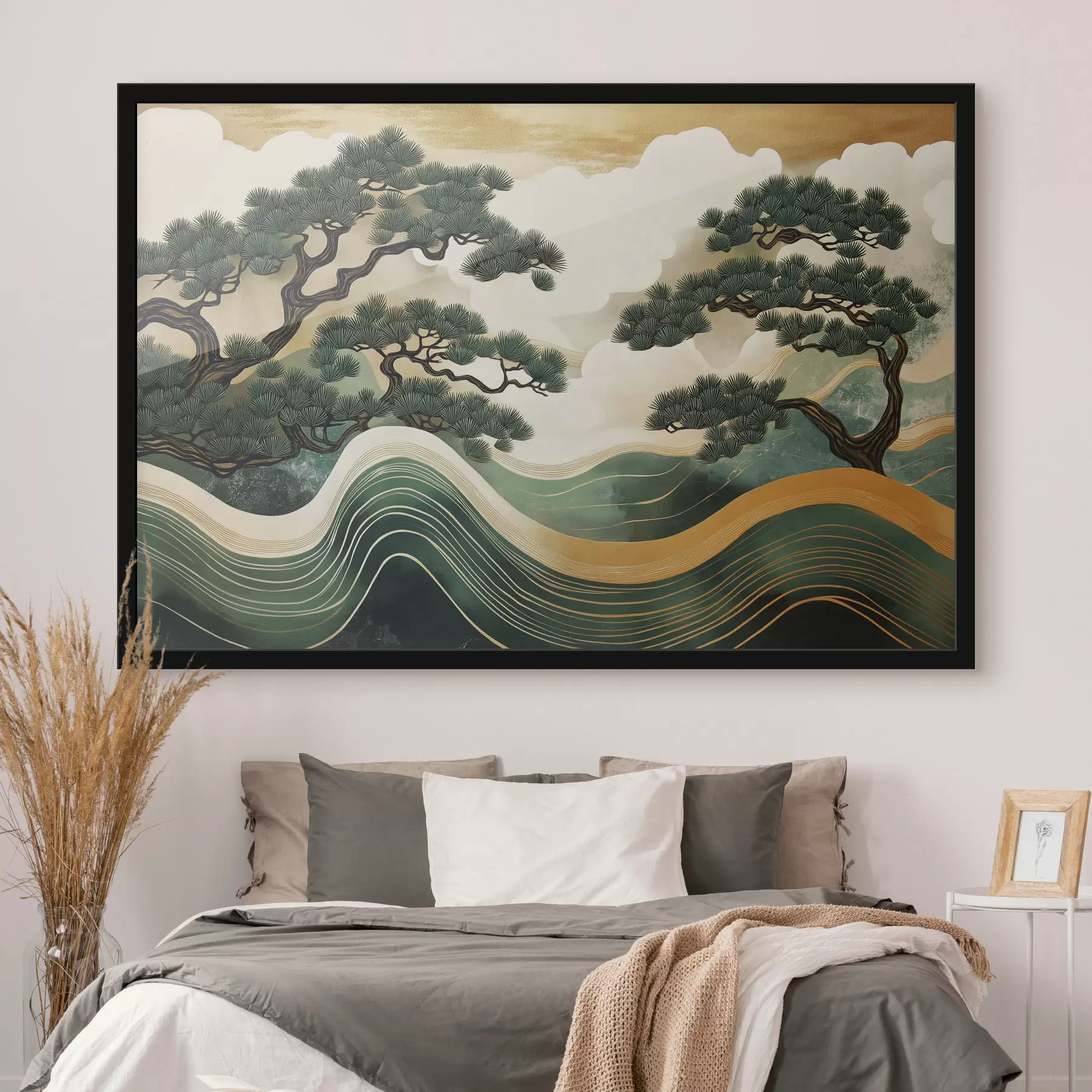 Papier peint Paysages abstraits avec des pins, style chinois f44720