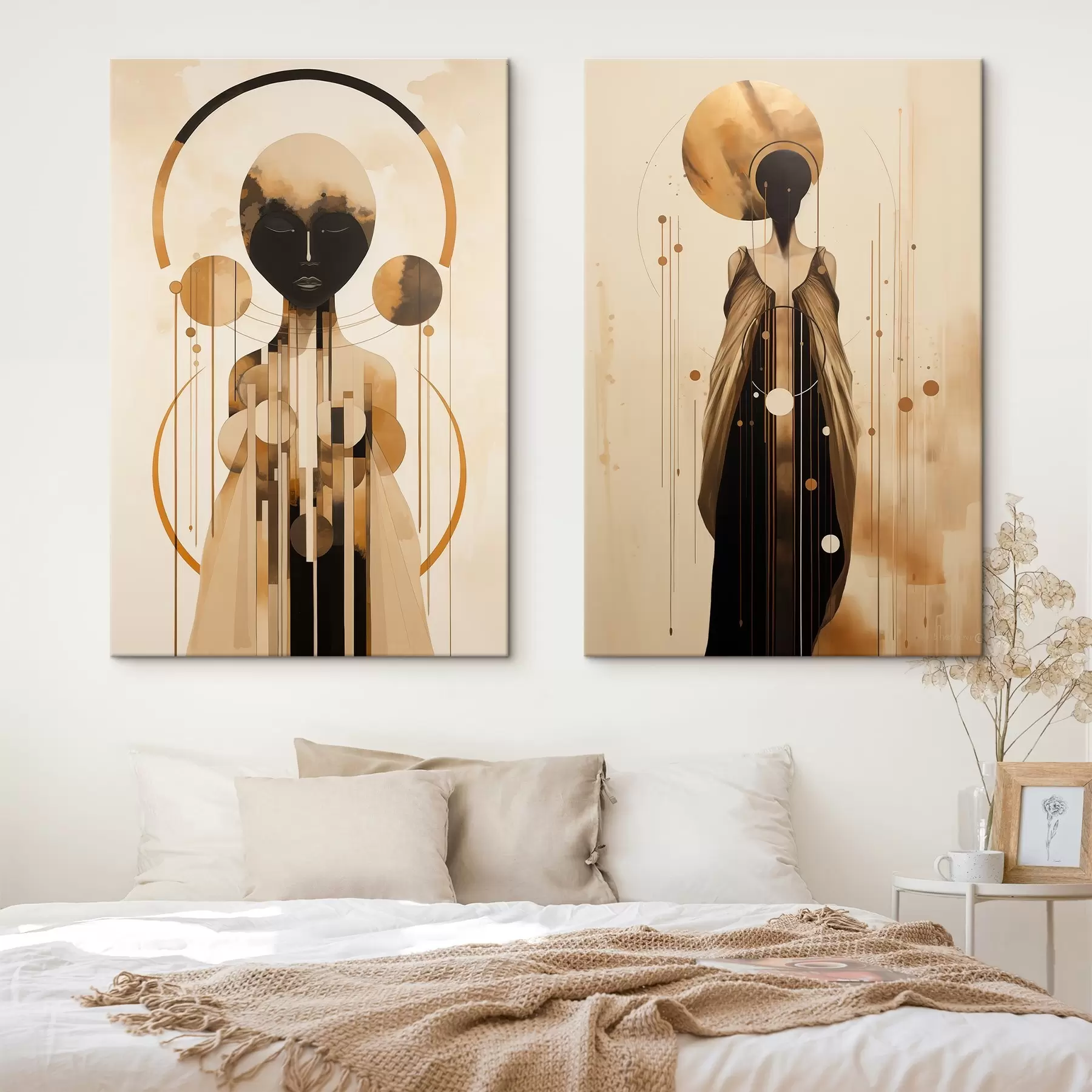 Tableau Figures dans un style abstrait moderne avec des cercles m00464