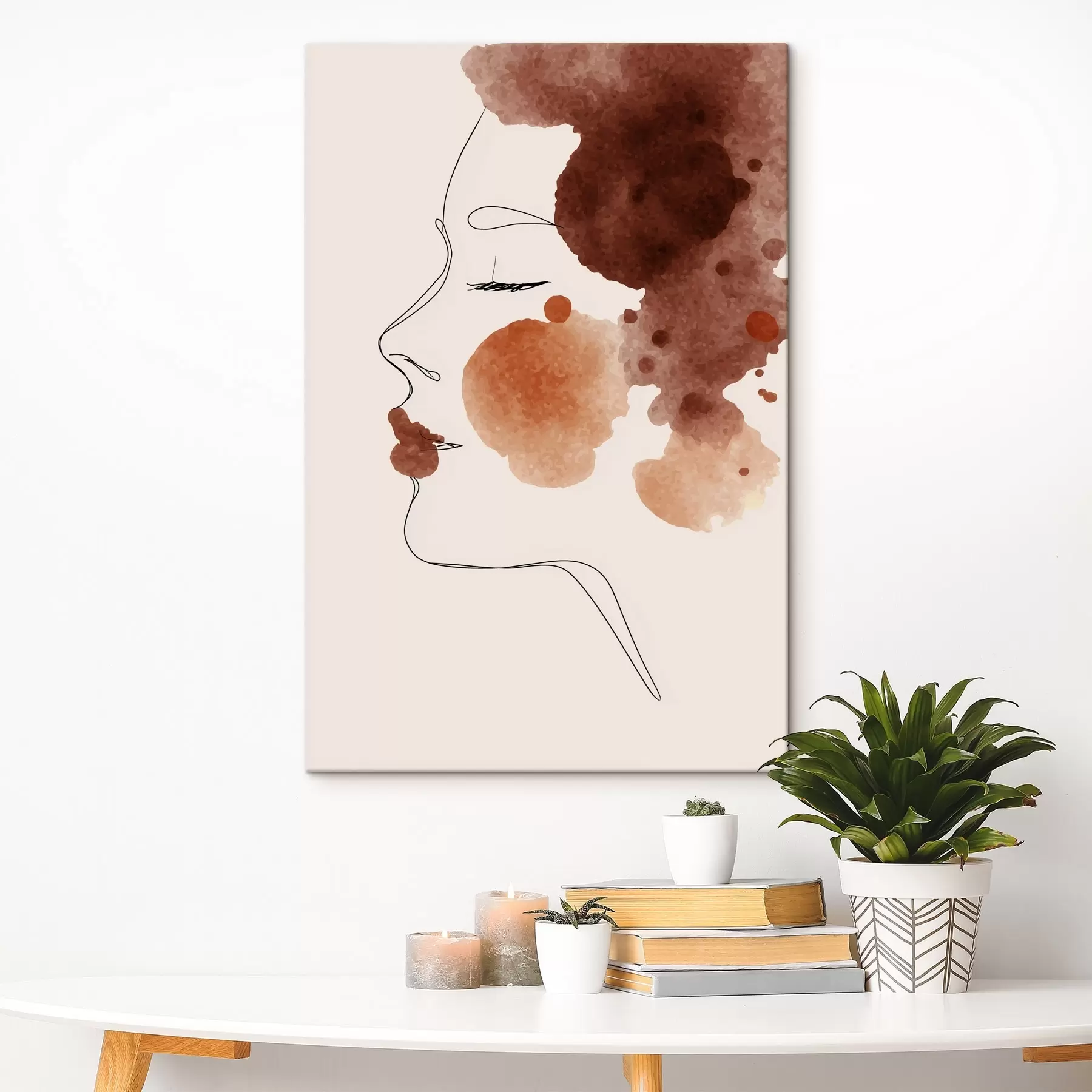 Tableau Visage en lignes et tons bruns s44757