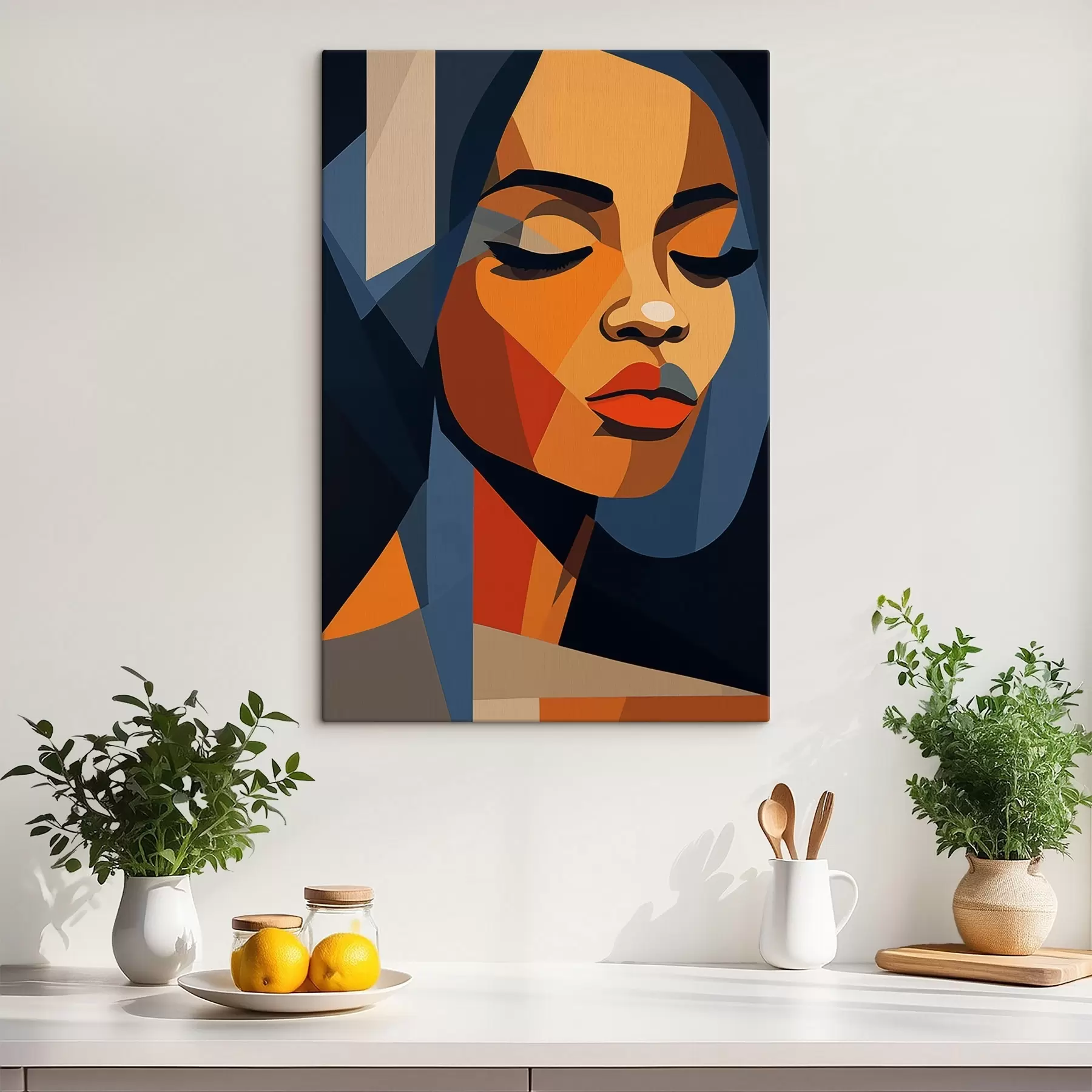 Tableau Portrait graphique avec les yeux fermés s44760