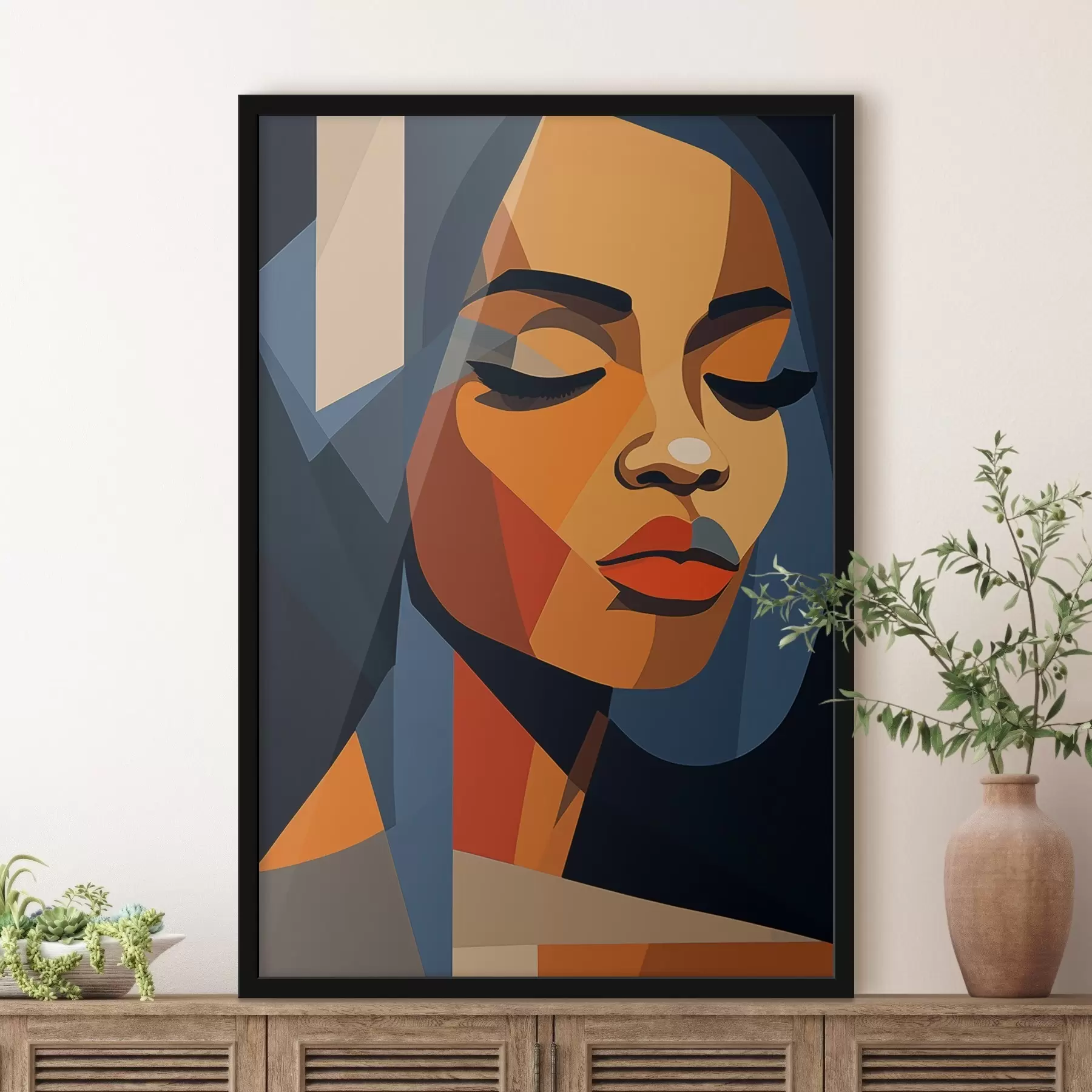 Papier peint Portrait graphique avec les yeux fermés f44760