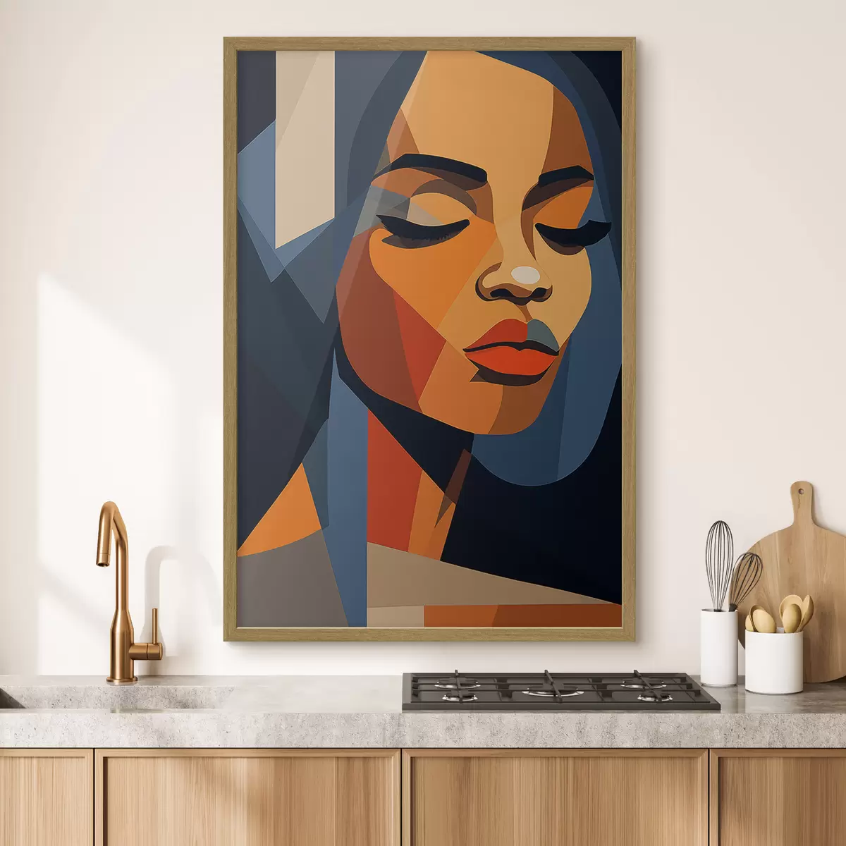 Poster Portrait graphique avec les yeux fermés f44760
