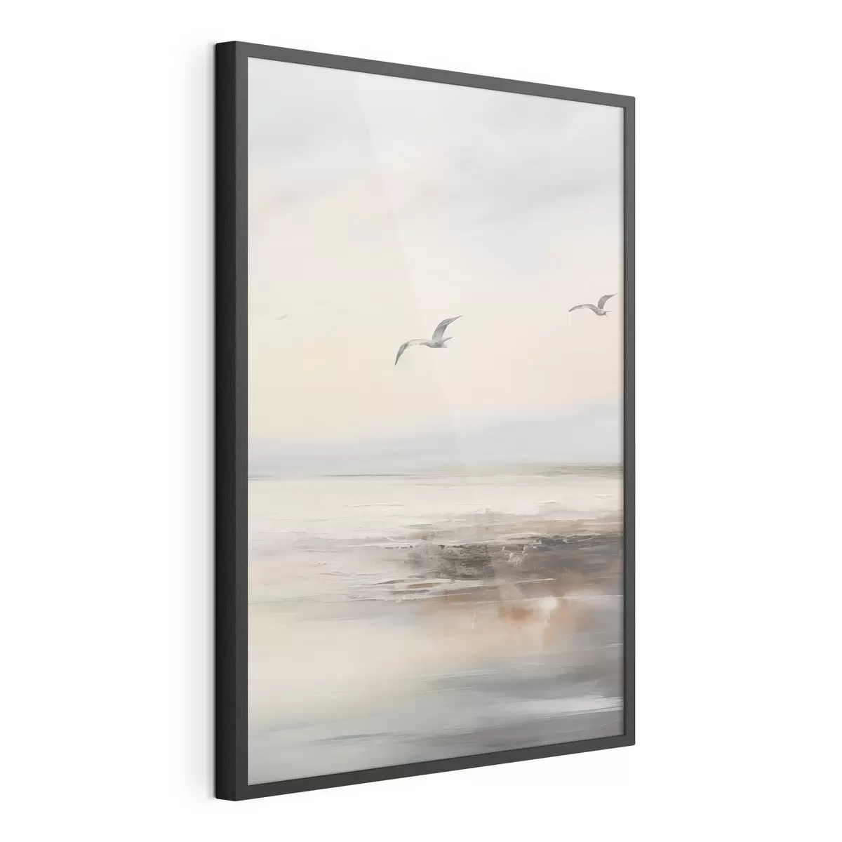 Poster Paysage pastel avec mouettes en vol f44763