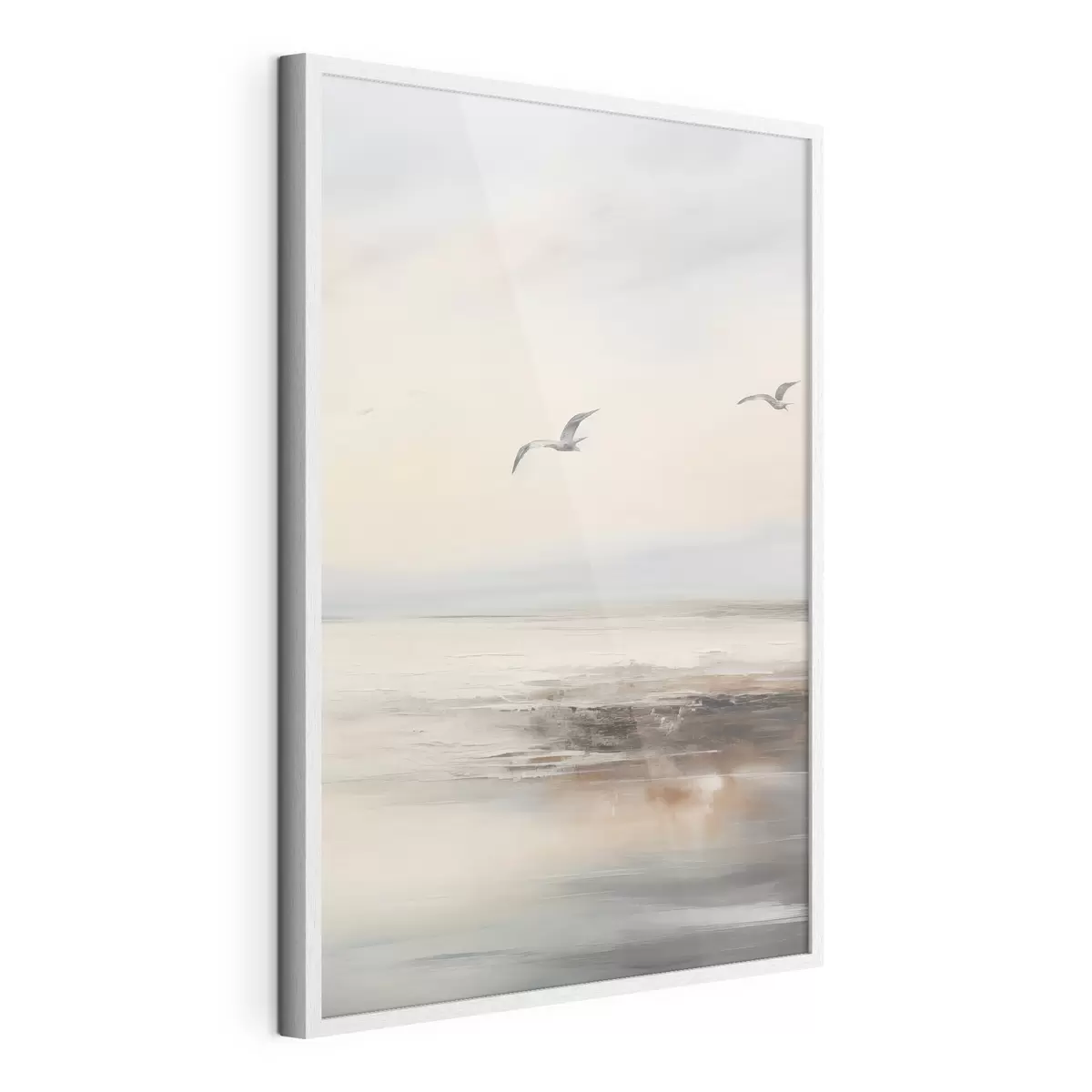 Poster Paysage pastel avec mouettes en vol f44763