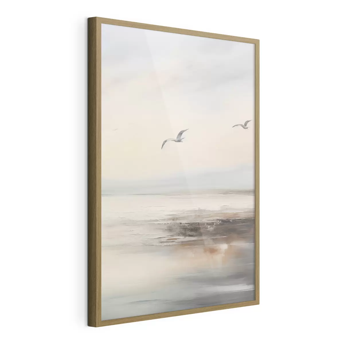 Poster Paysage pastel avec mouettes en vol f44763