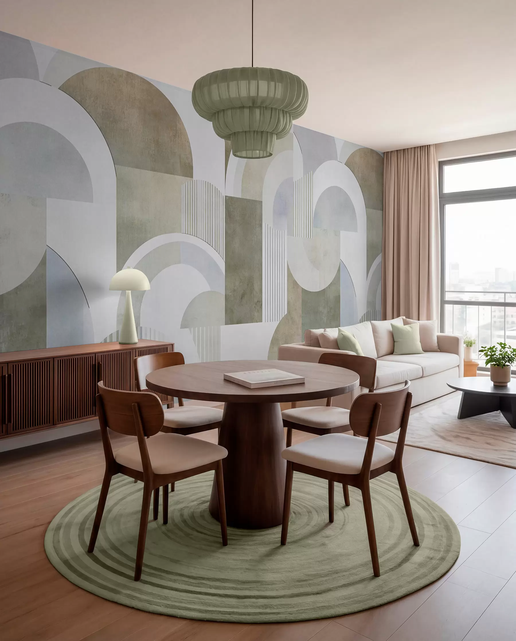 Papier peint Géométrie abstraite de style Art déco avec un effet rétro w04079