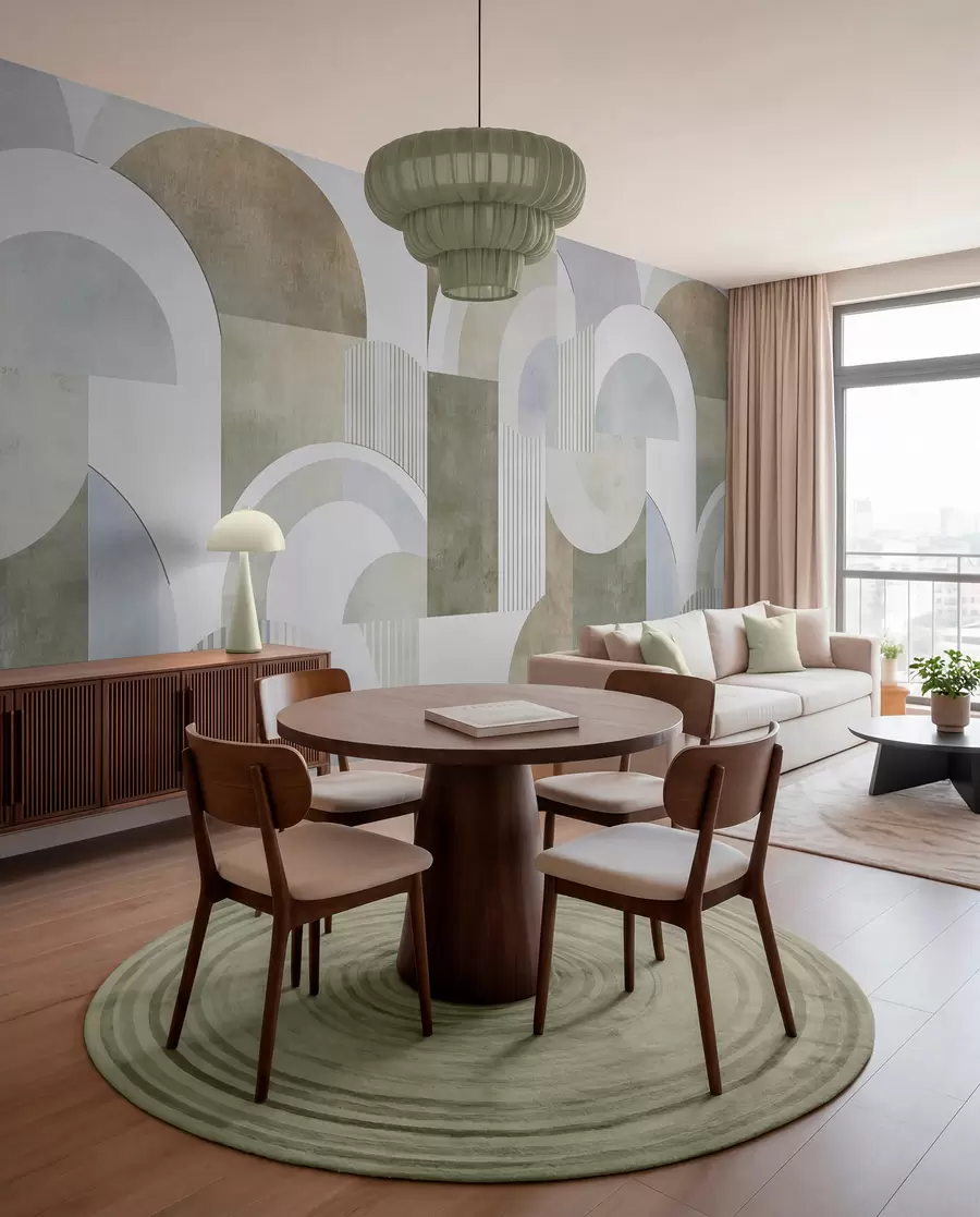 Papier peint Géométrie abstraite de style Art déco avec un effet rétro w04079
