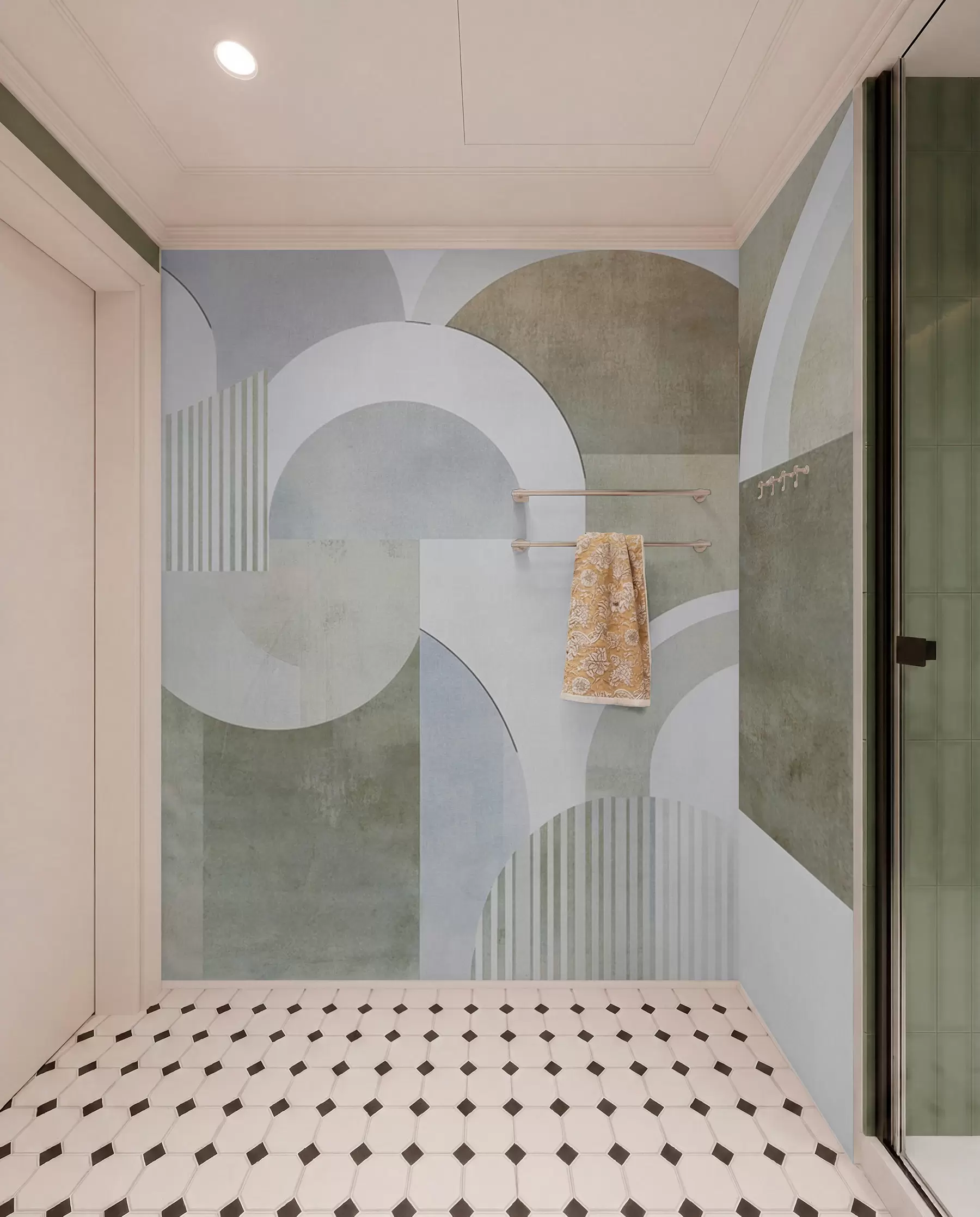 Papier peint Géométrie abstraite de style Art déco avec un effet rétro w04079