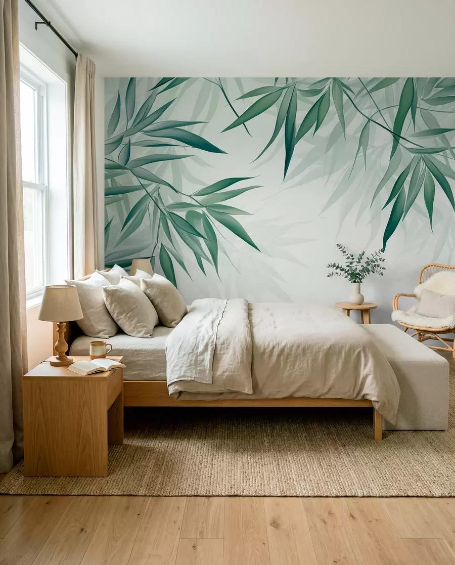 Papier peint Feuilles de bambou w04147