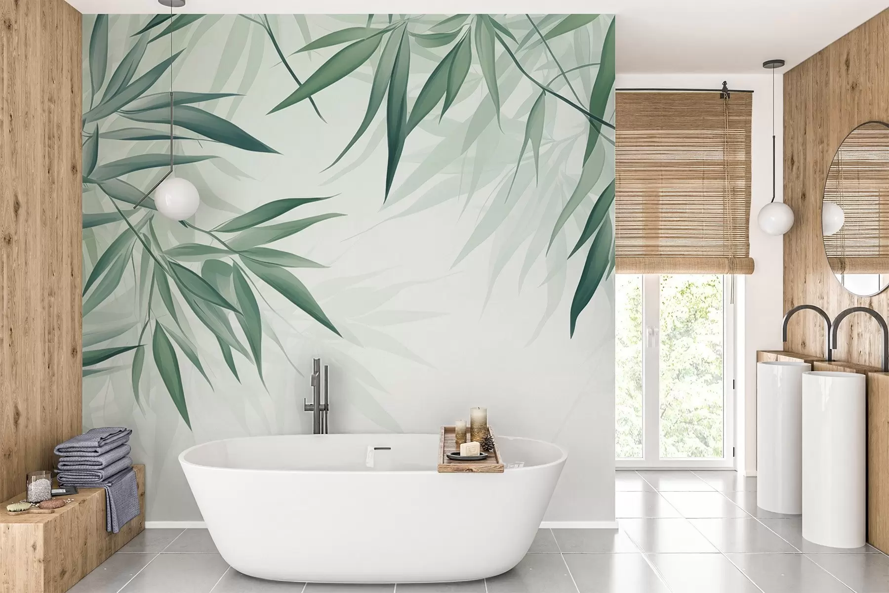 Papier peint Feuilles de bambou w04147