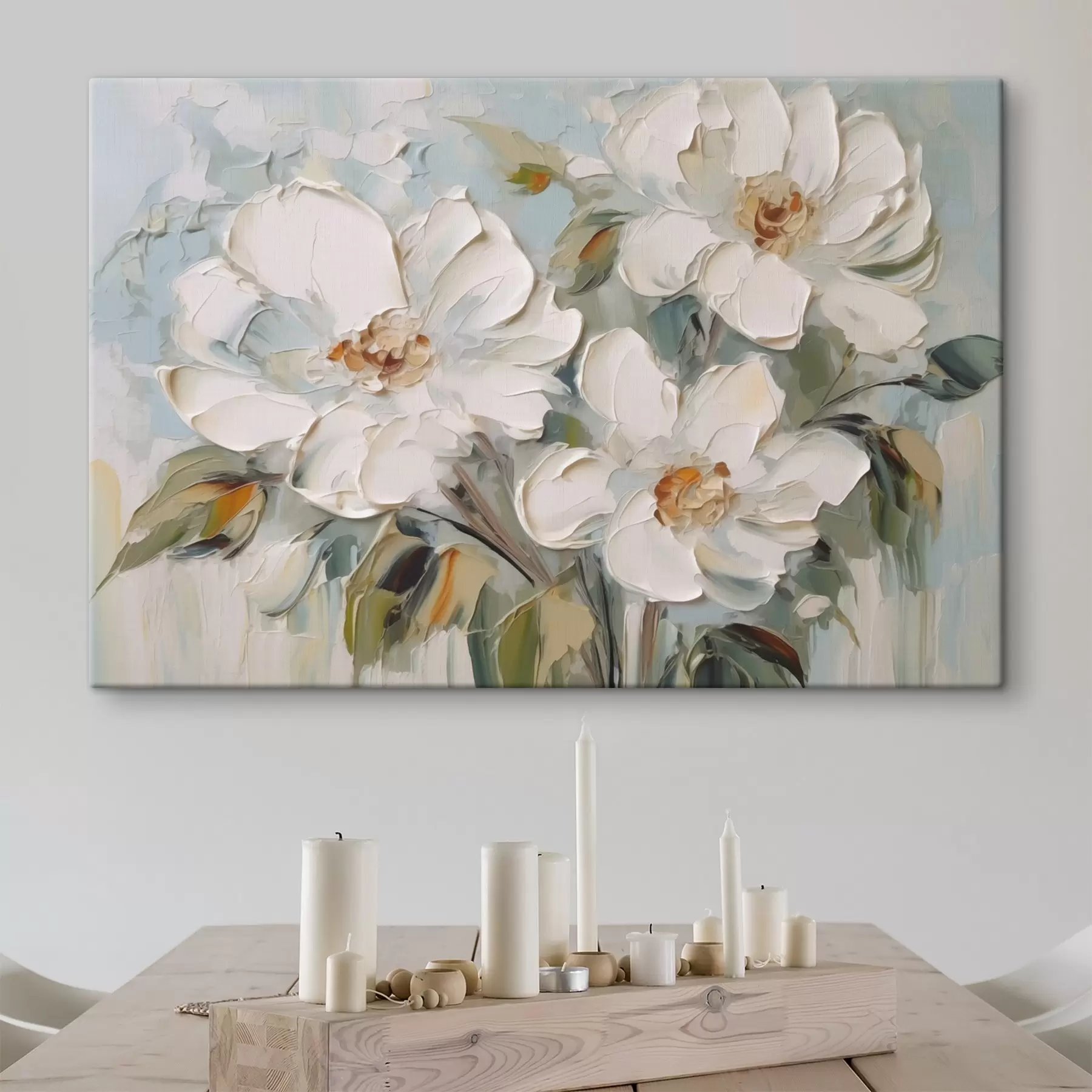 Papier peint Peinture imitation fleurs blanches s44775