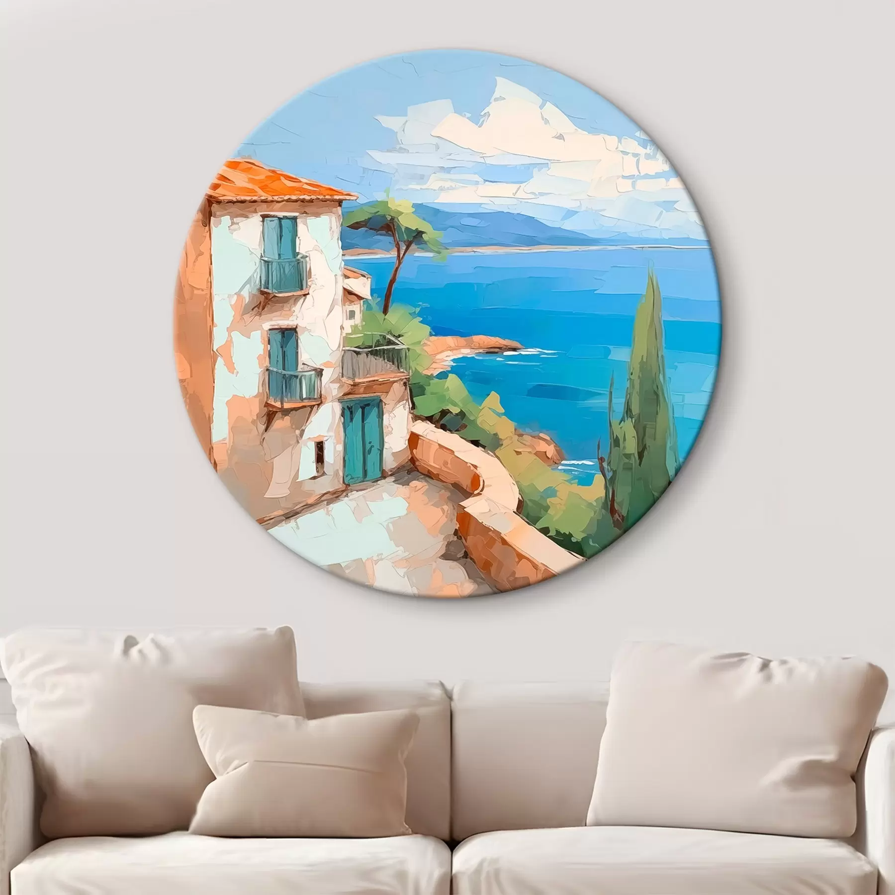 Tableau Maison au bord de la mer imitation de peinture r44767