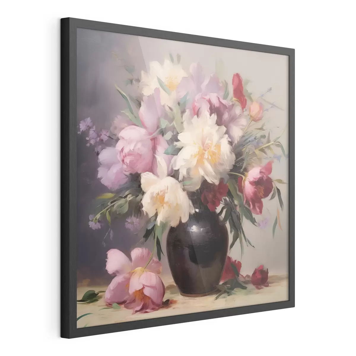 Poster Bouquet de pivoines dans un vase foncé f44769