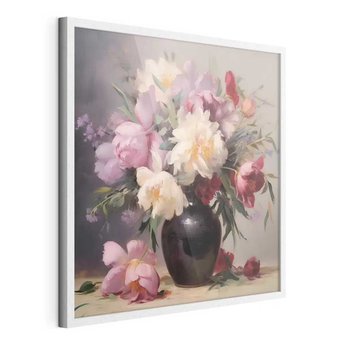 Poster Bouquet de pivoines dans un vase foncé f44769