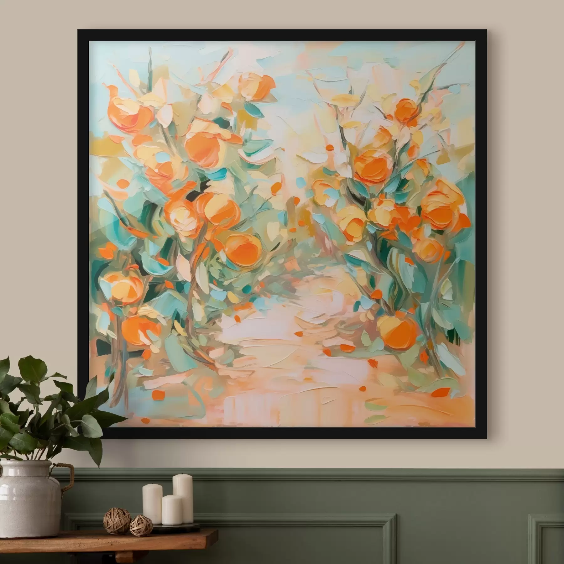 Papier peint Peinture abstraite imitation orangeraie f44772