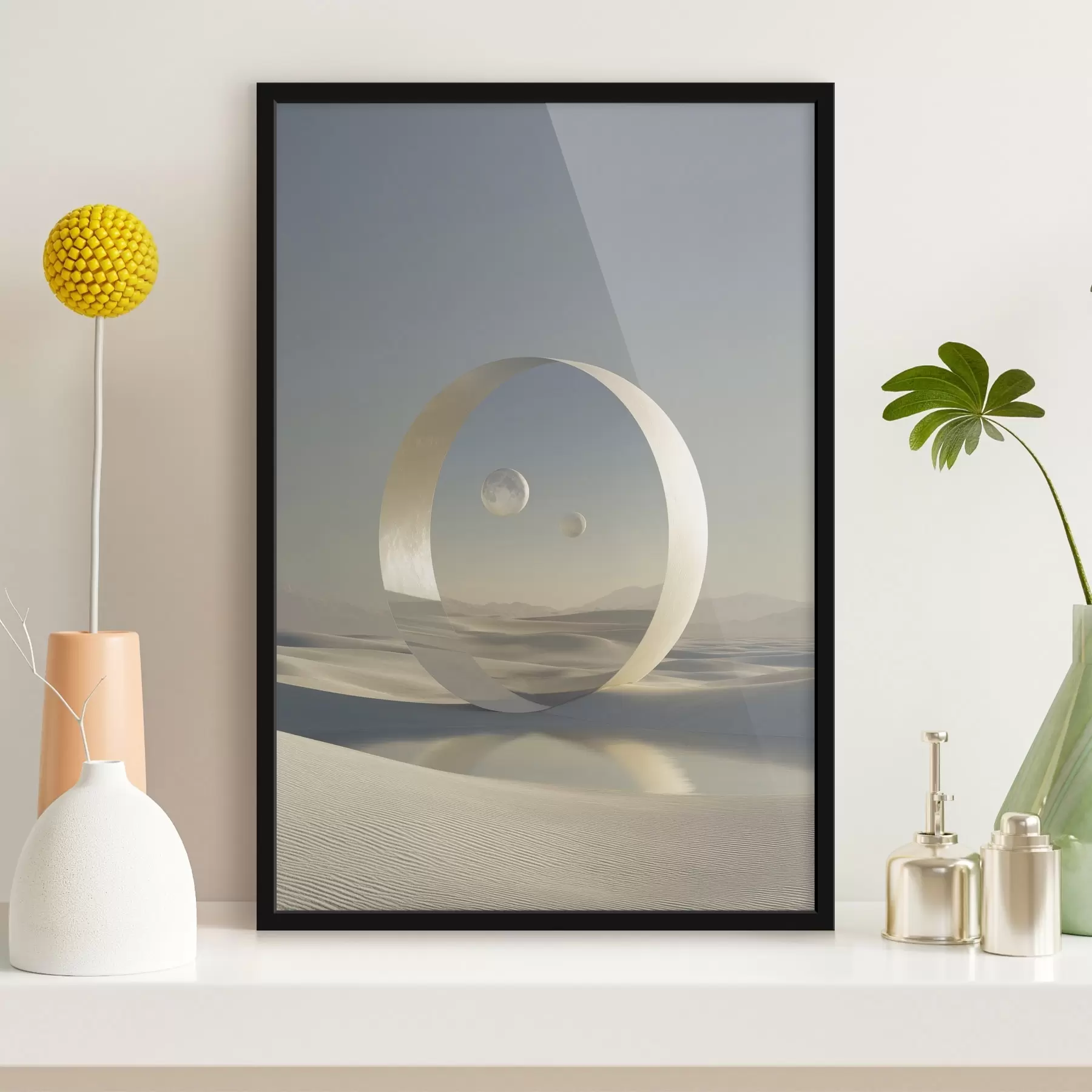 Tableau Paysage futuriste avec dunes et planètes f44791