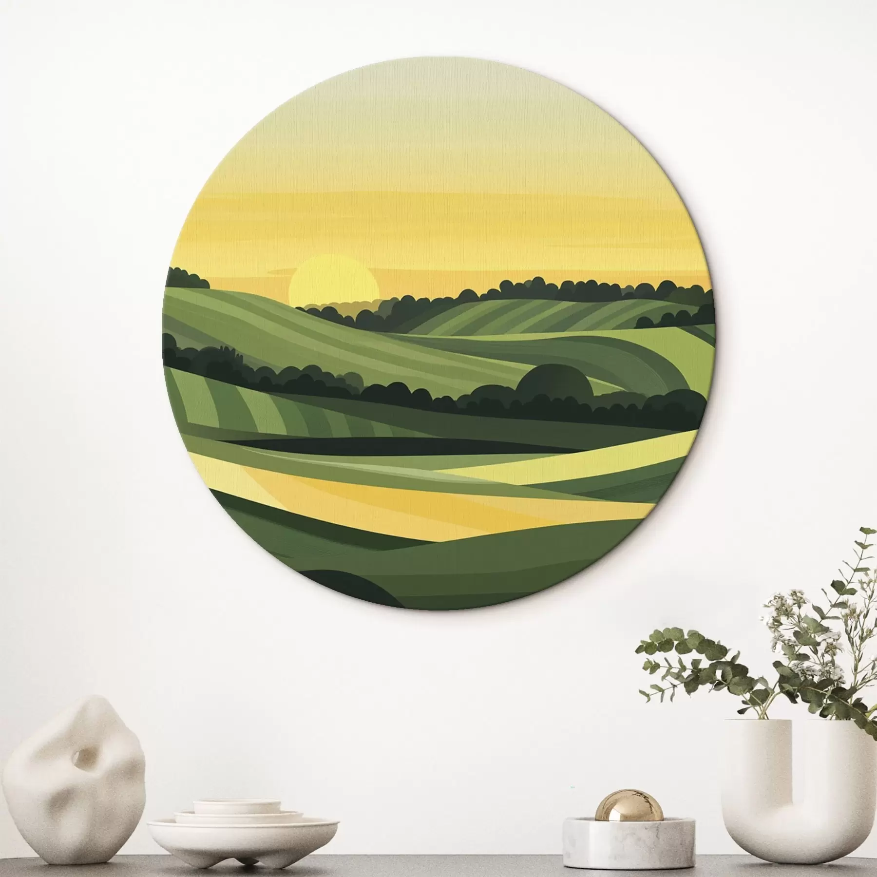 Tableau Paysages abstraits avec collines et coucher de soleil r44785