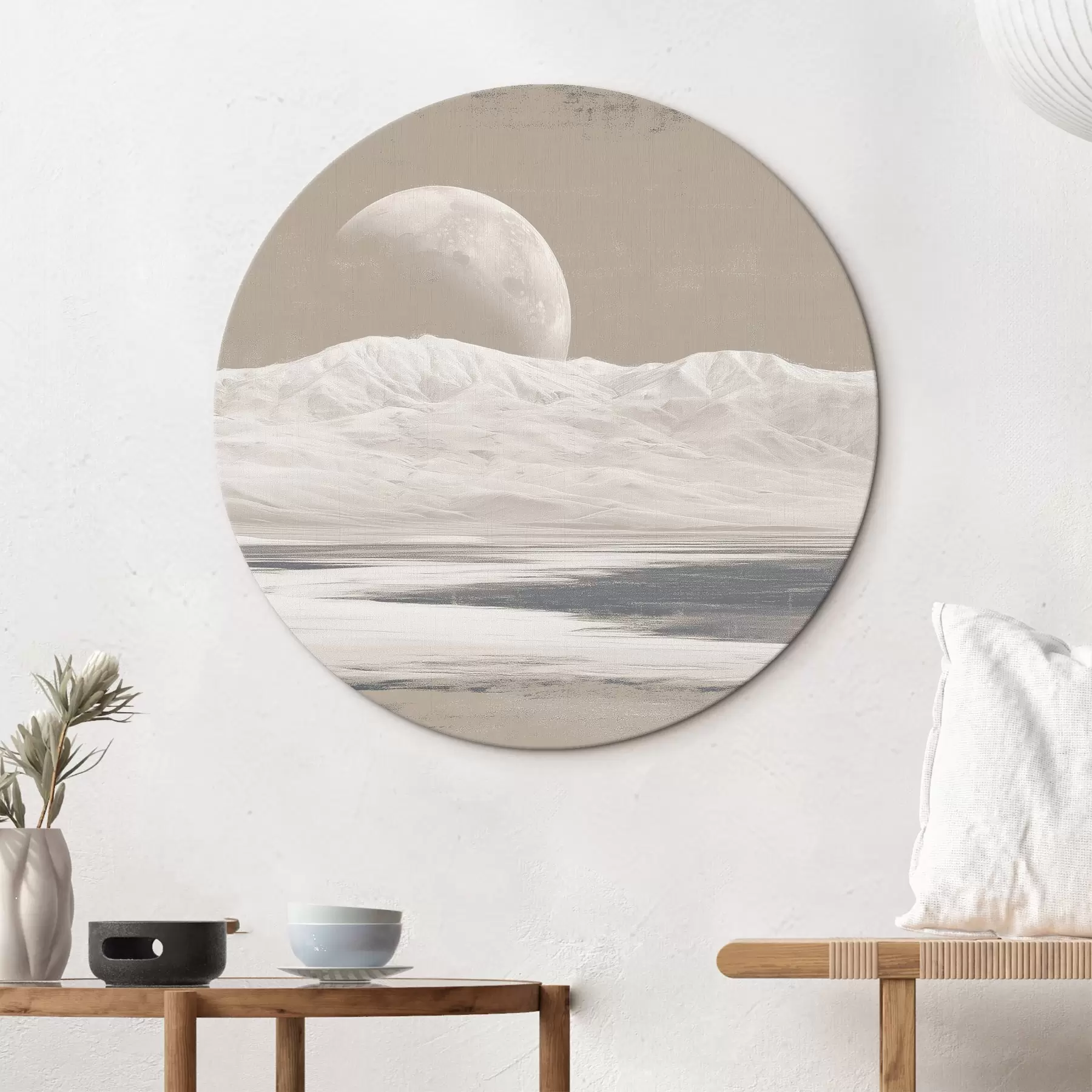 Tableau Paysage de désert avec la lune à l'horizon r44787