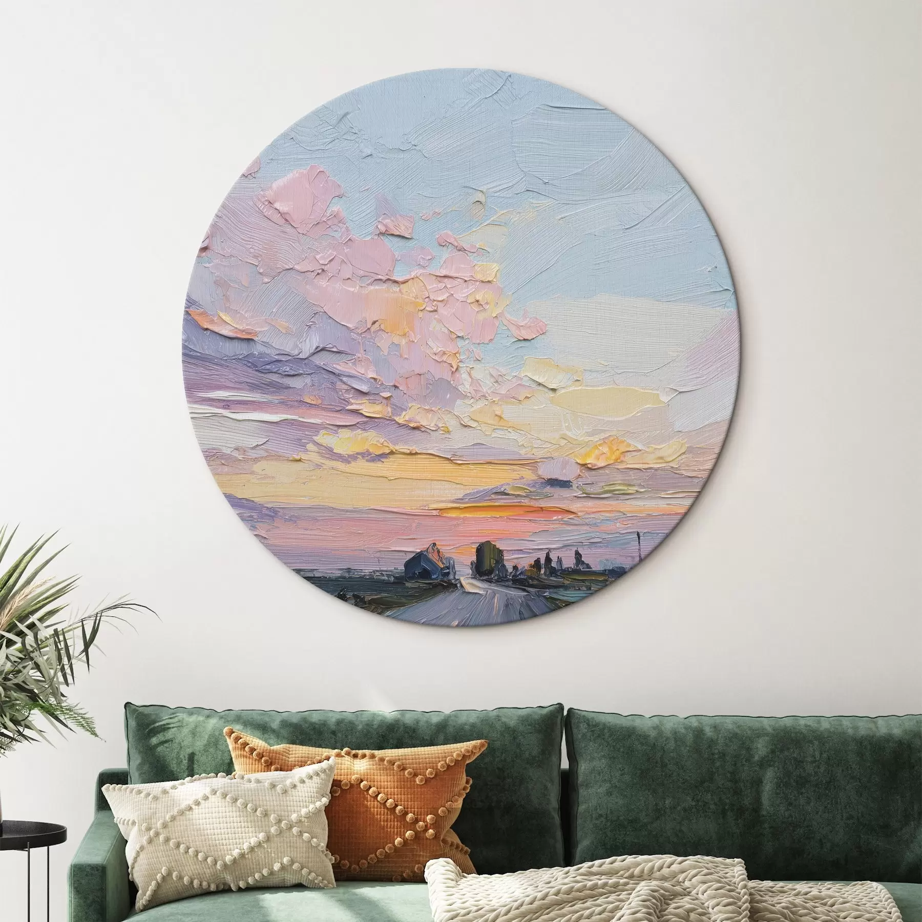 Tableau Paysages de campagne à l'huile, coucher de soleil r44794